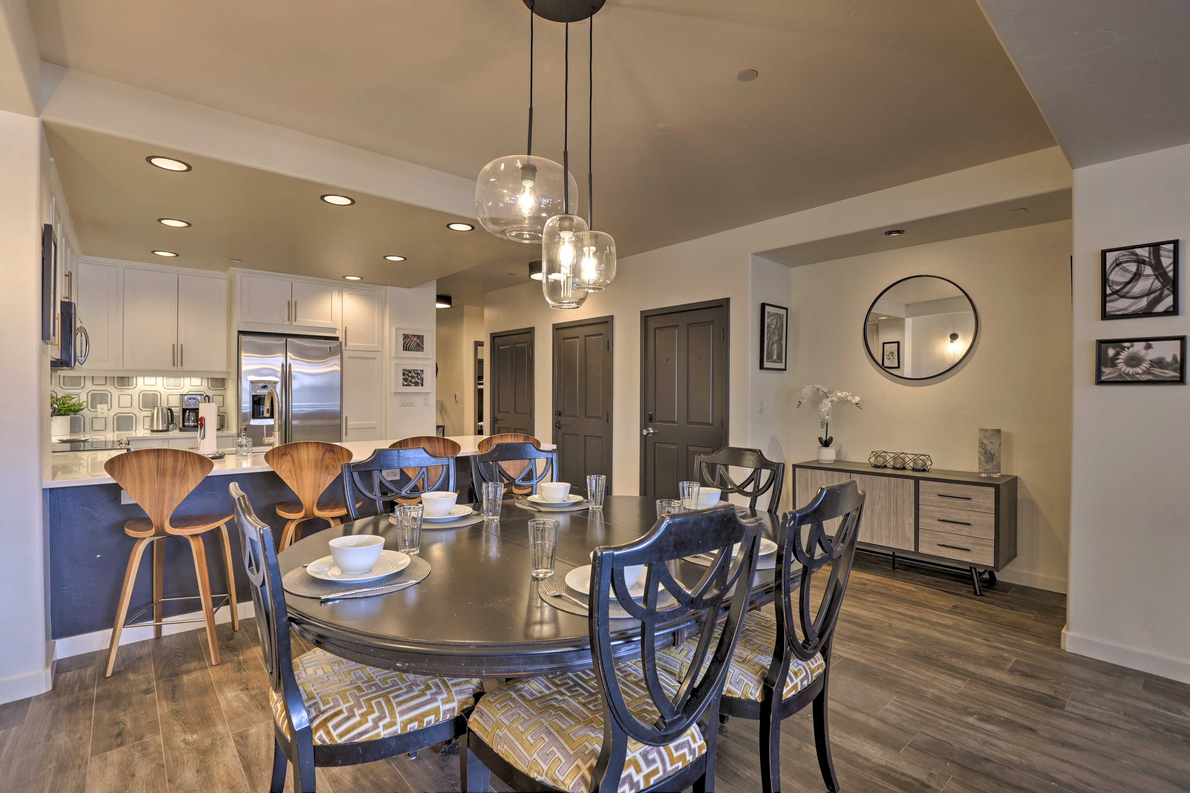 Dining Area | Free WiFi | Brand New Flooring & Light Fixtures