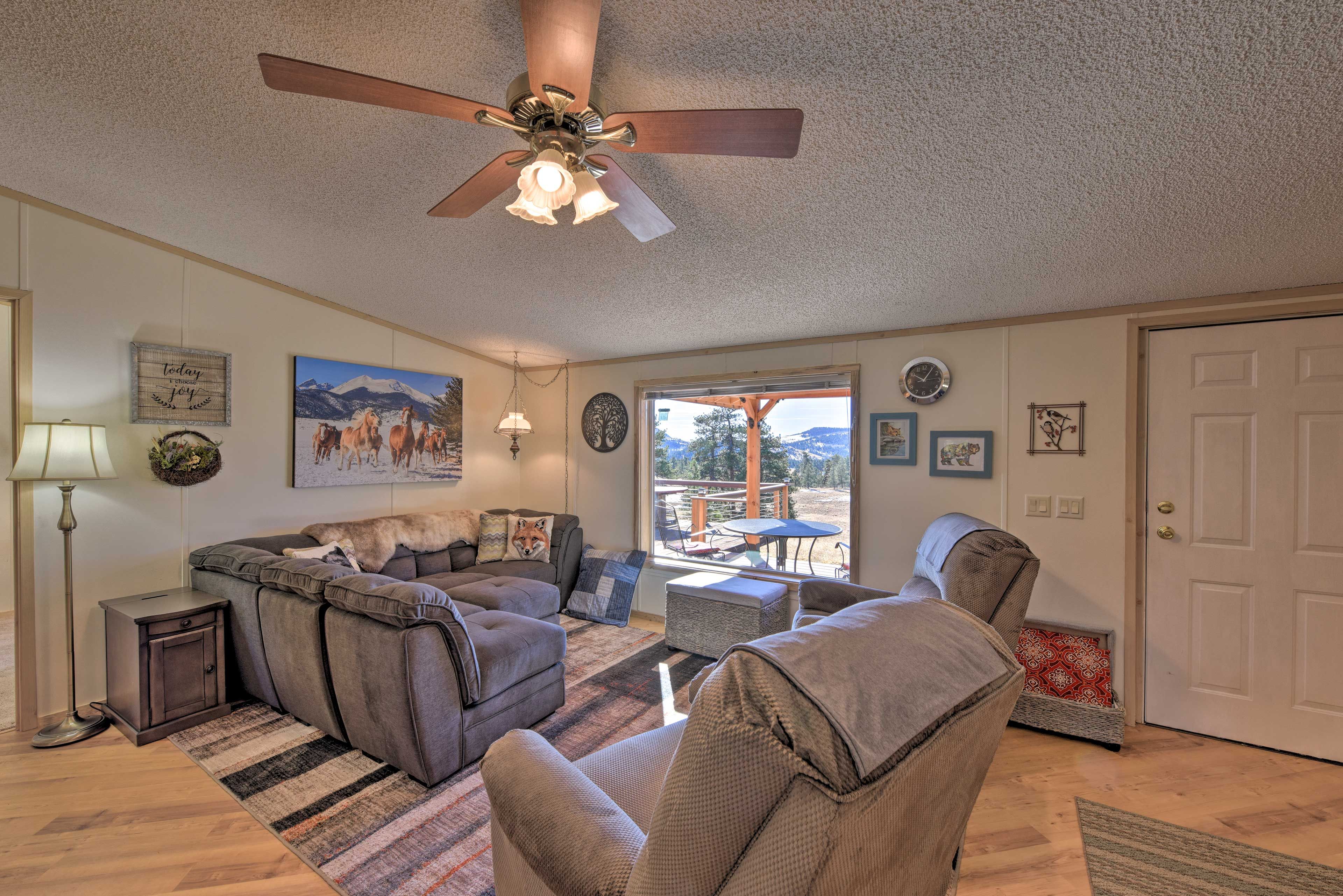 Snag a spot and cuddle up on the sectional sofa.