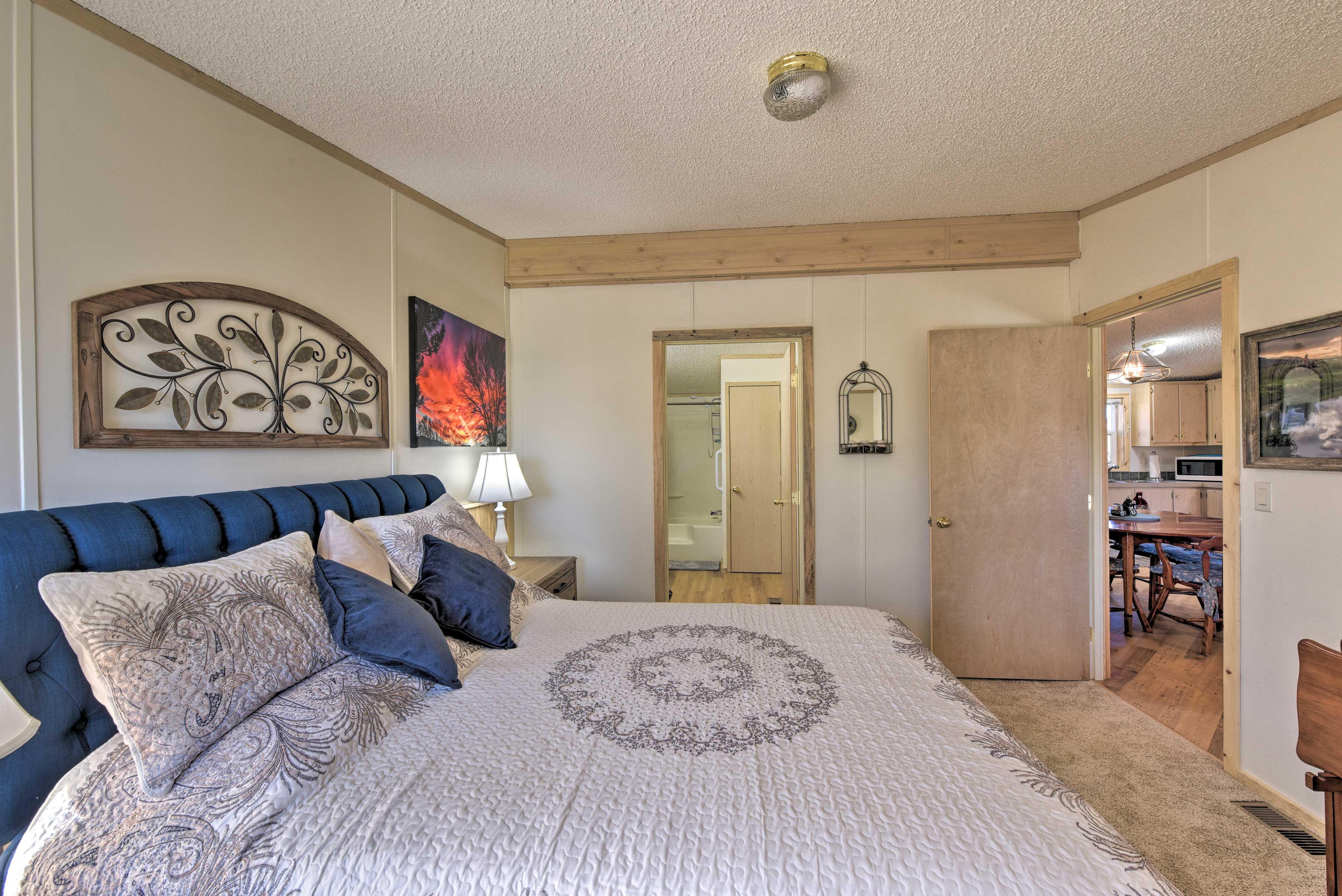 An en-suite bath adds extra leisure to your relaxing getaway.