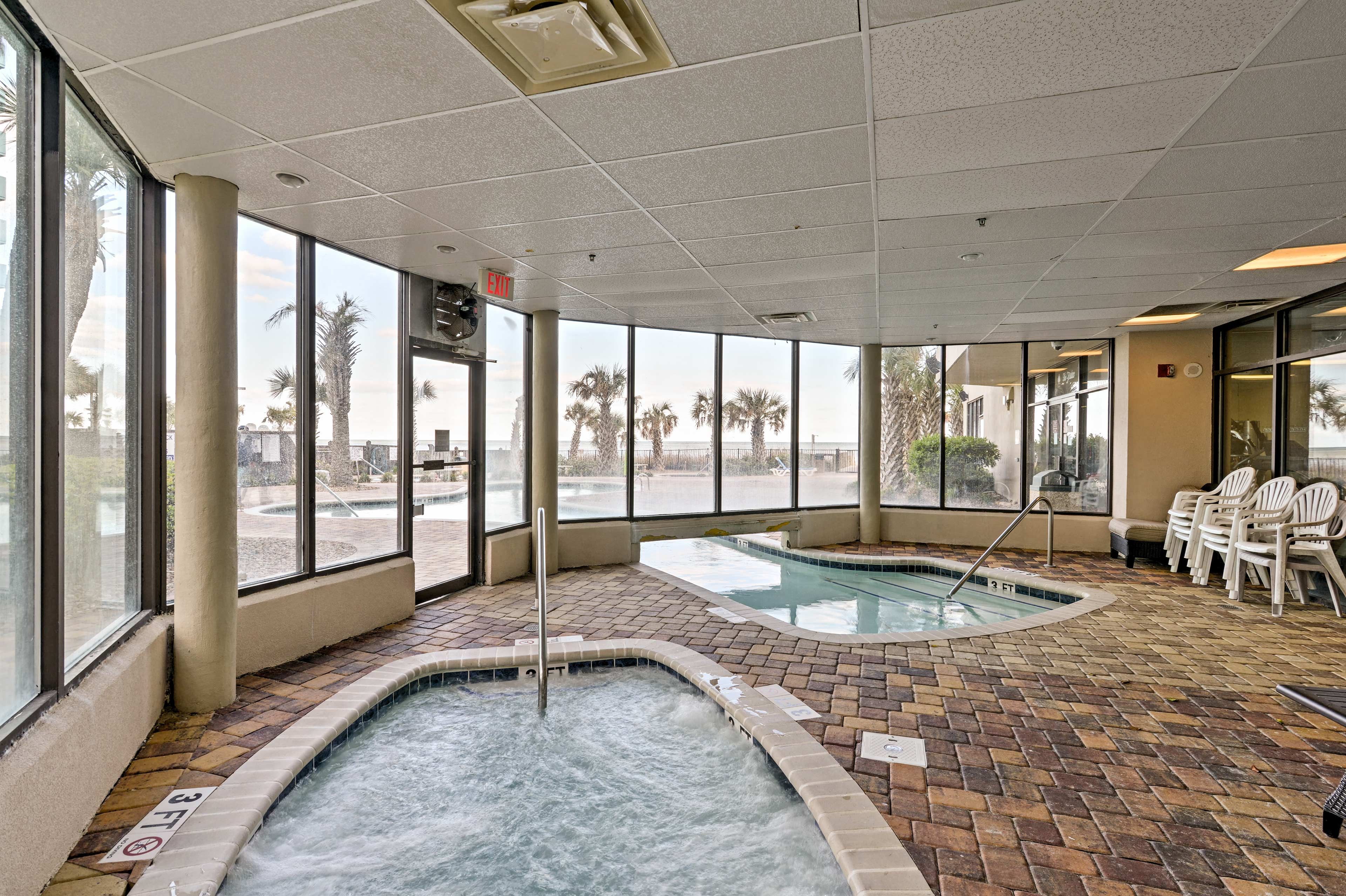 Hop in the indoor hot tub when the weather isn't great.