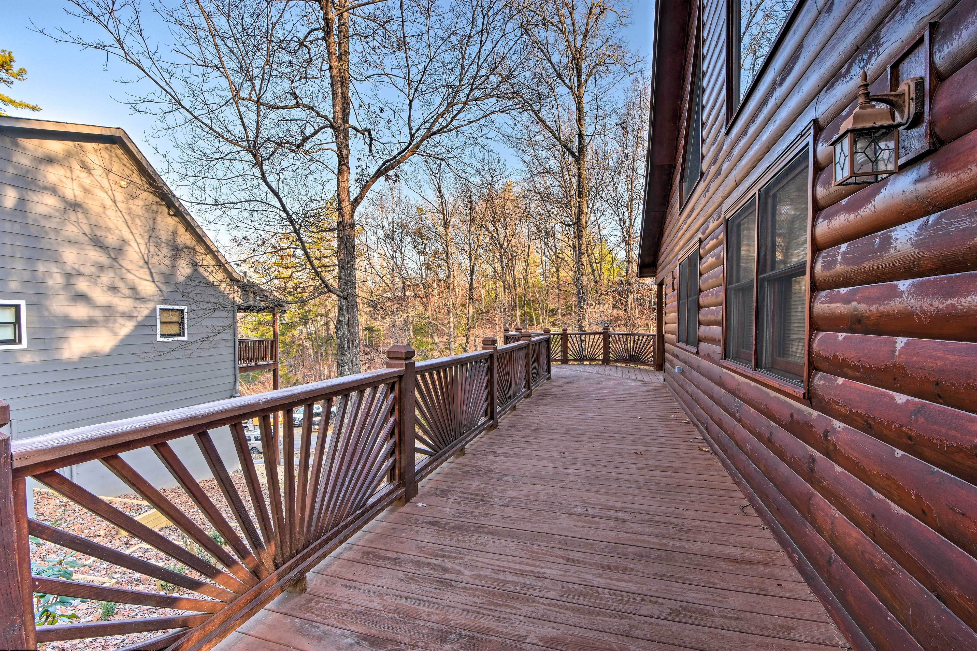 The wraparound deck is the perfect space for outdoor relaxation.