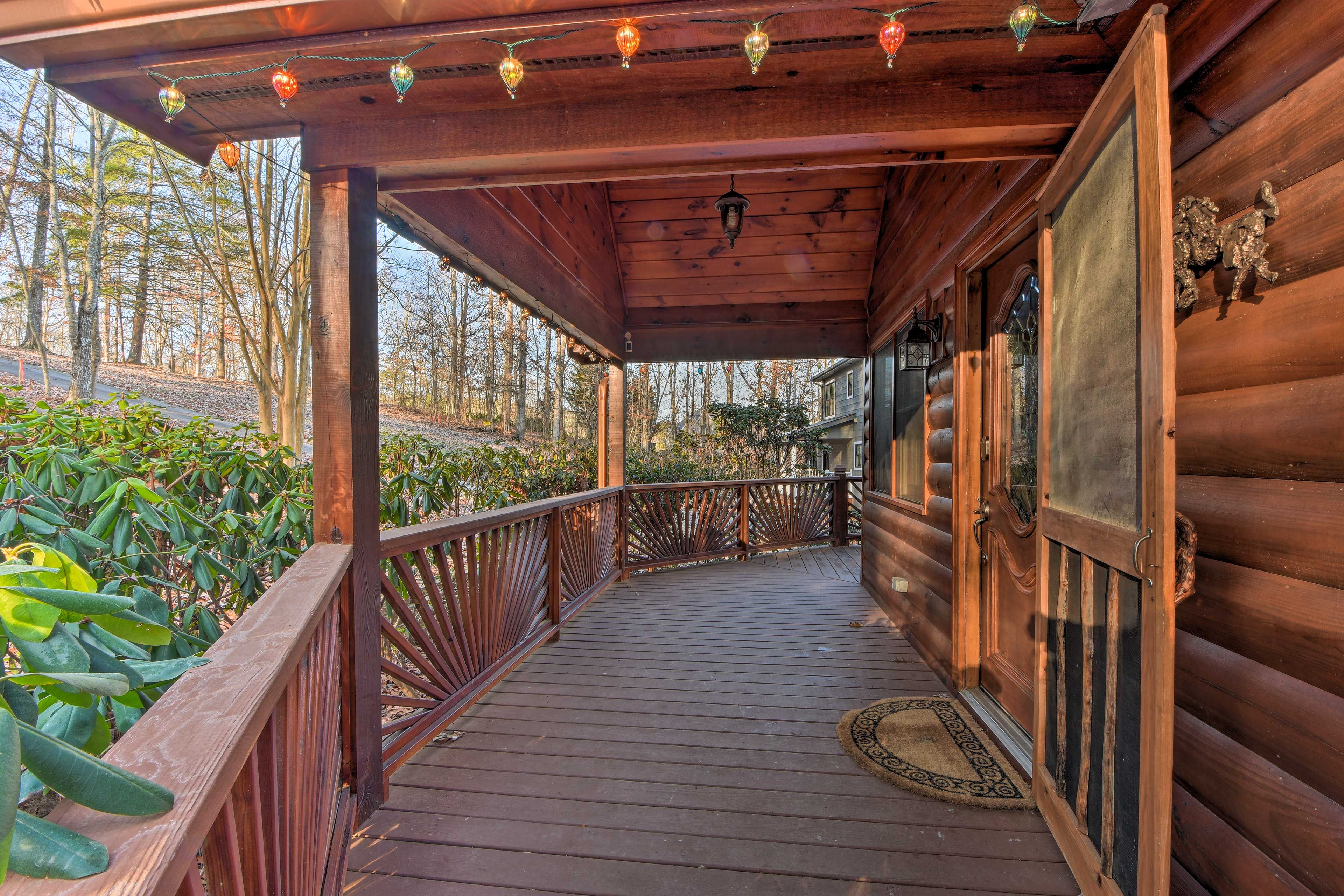 Tall trees set an air of seclusion around the property.