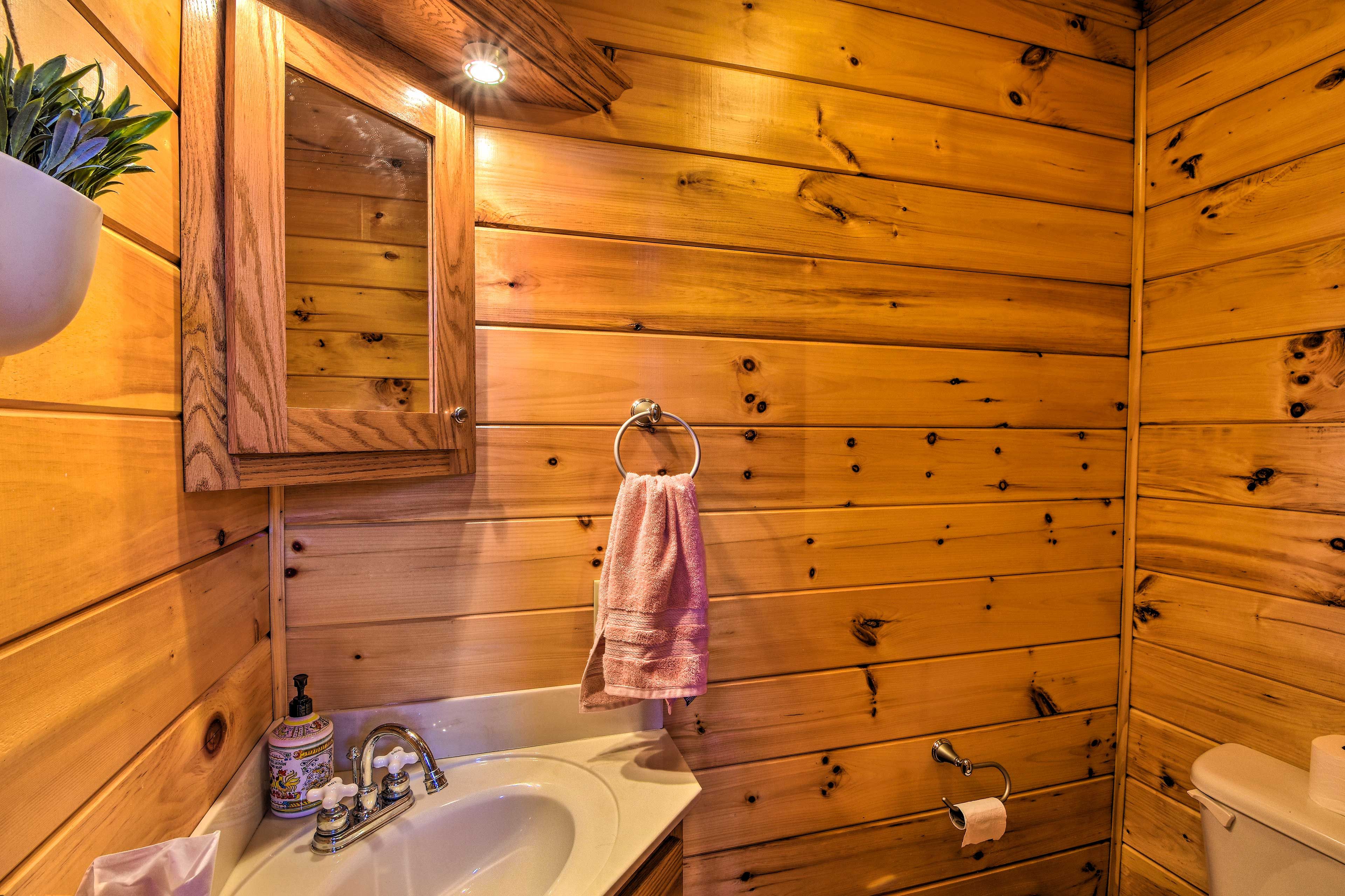 Wash off in the half bath before dinner.