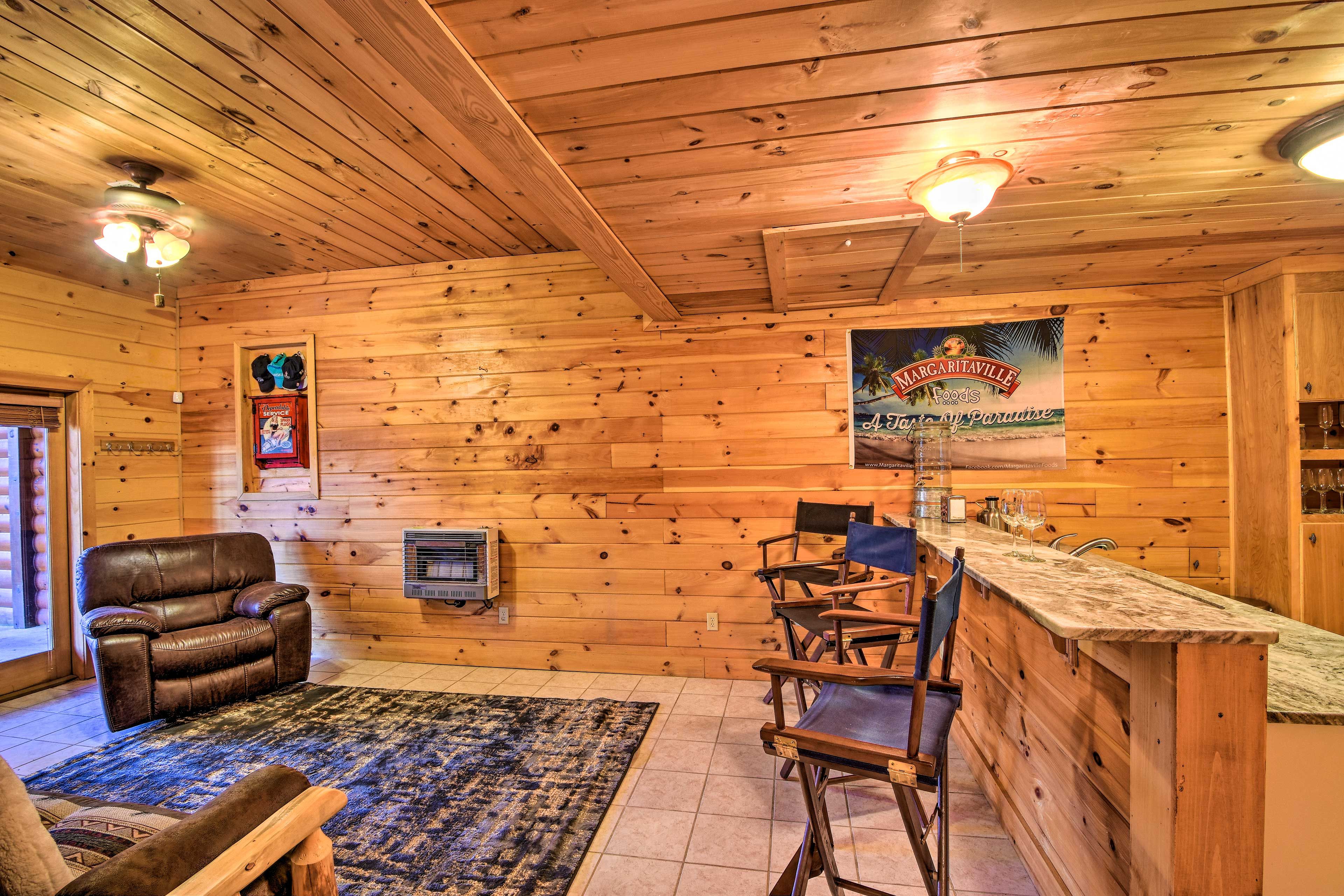 Head downstairs for a nightcap at the wet bar.