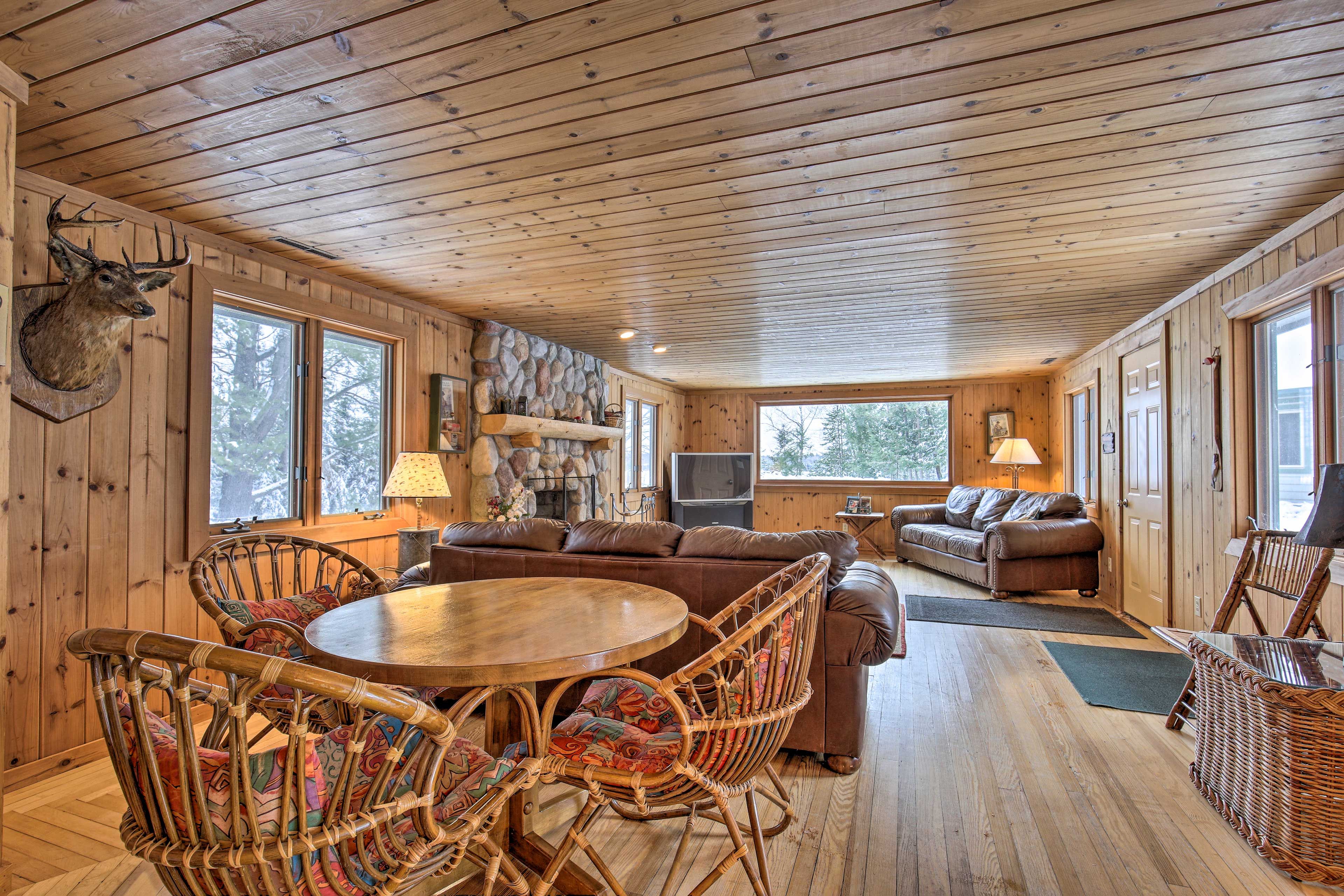 Get cozy in this living space and play games at the table all night long.