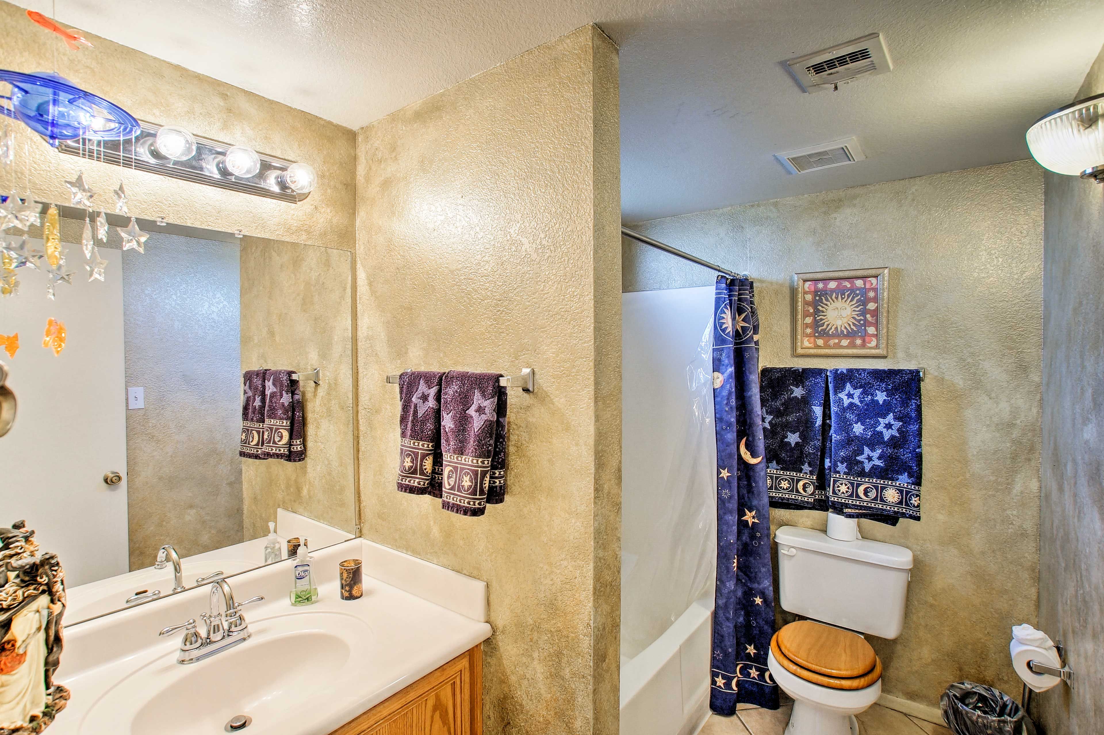 Rinse off in the second bathroom's shower/tub combo.