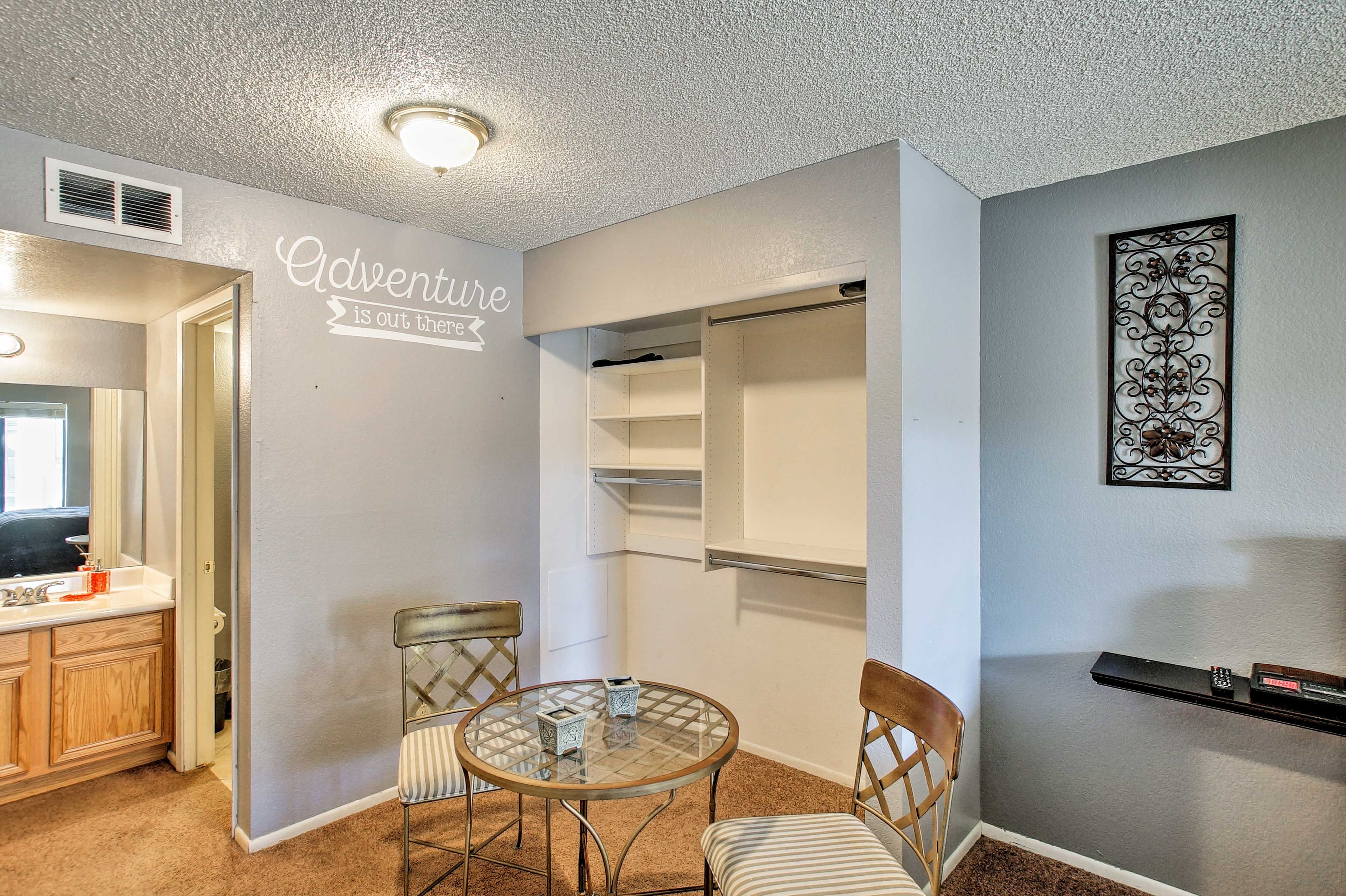Sip your morning coffee around the table before heading out.