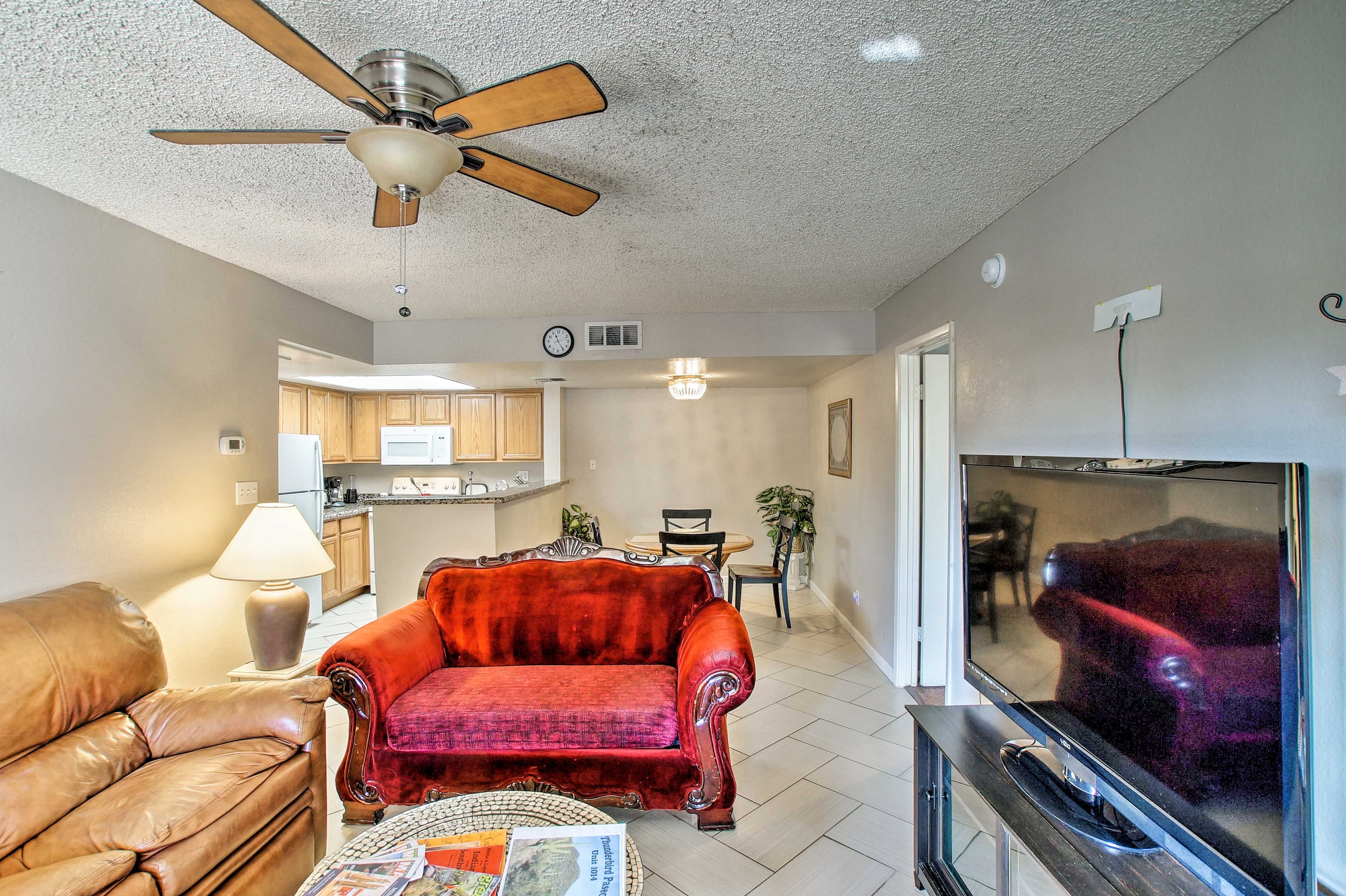 Relax on the comfortable furnishings after a day spent exploring downtown.