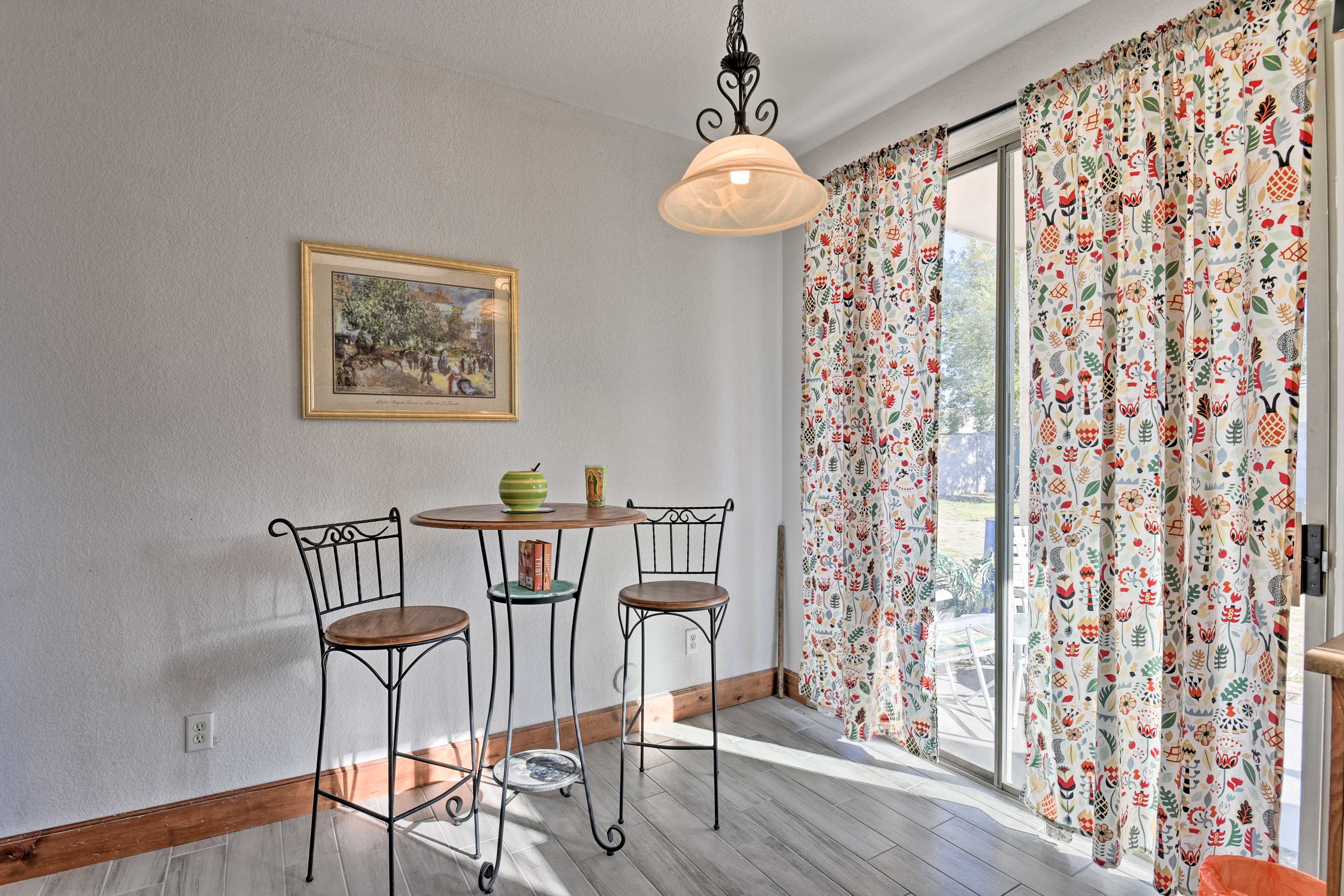 Grab a bite to eat at the high-top table with seating for 2.