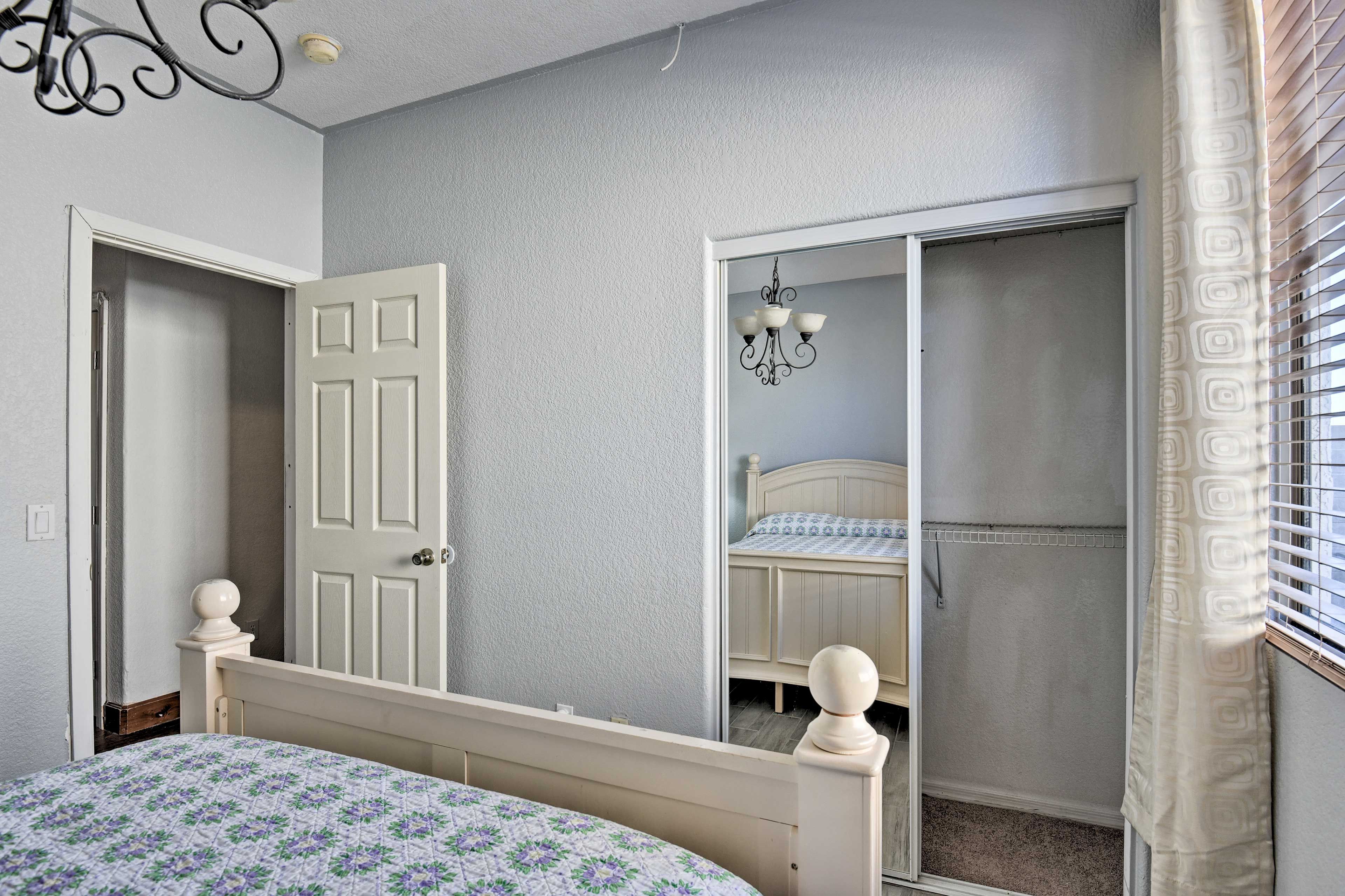 Two travelers will sleep comfortably in this room.