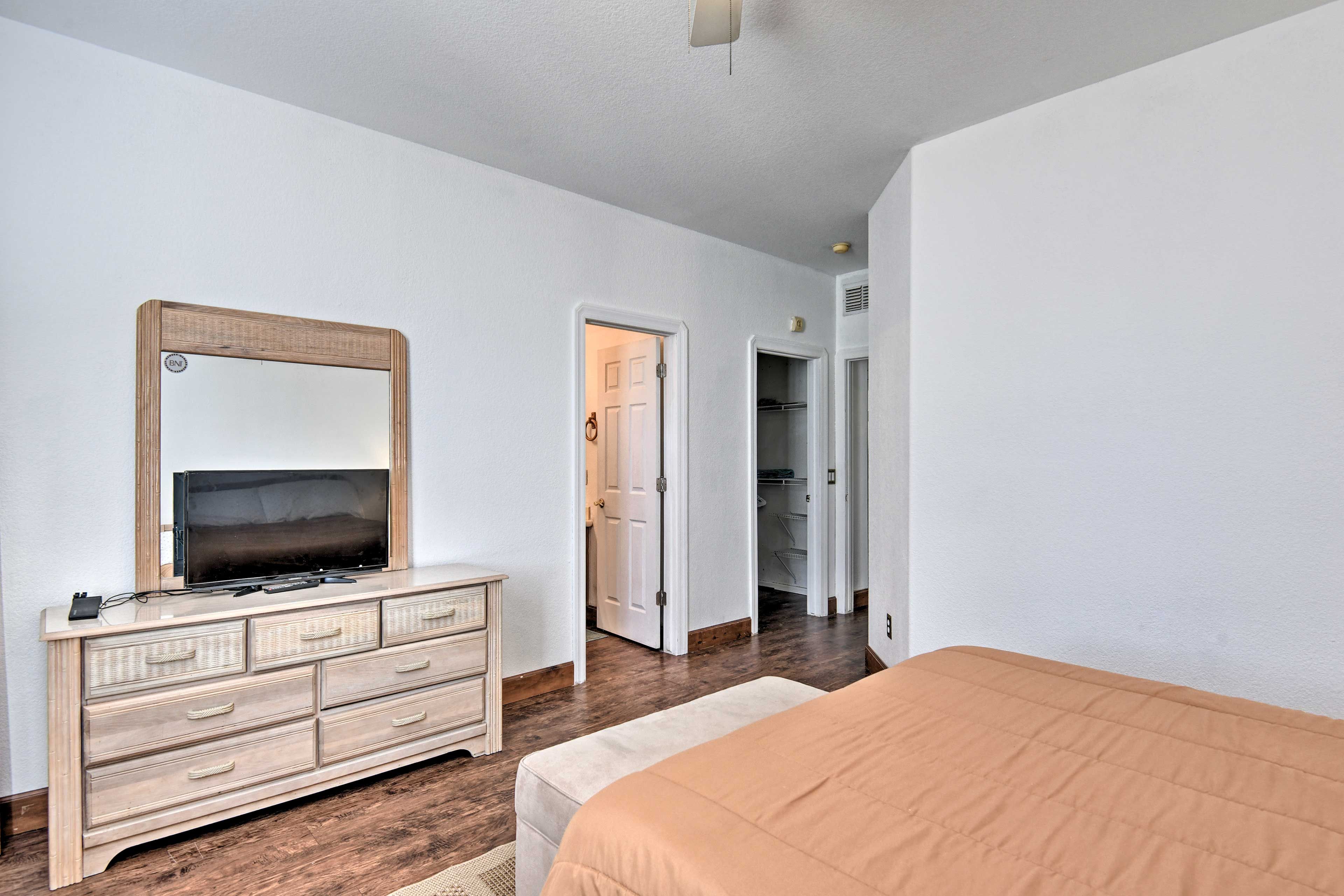 Watch your favorite shows before bed on the flat-screen cable TV.