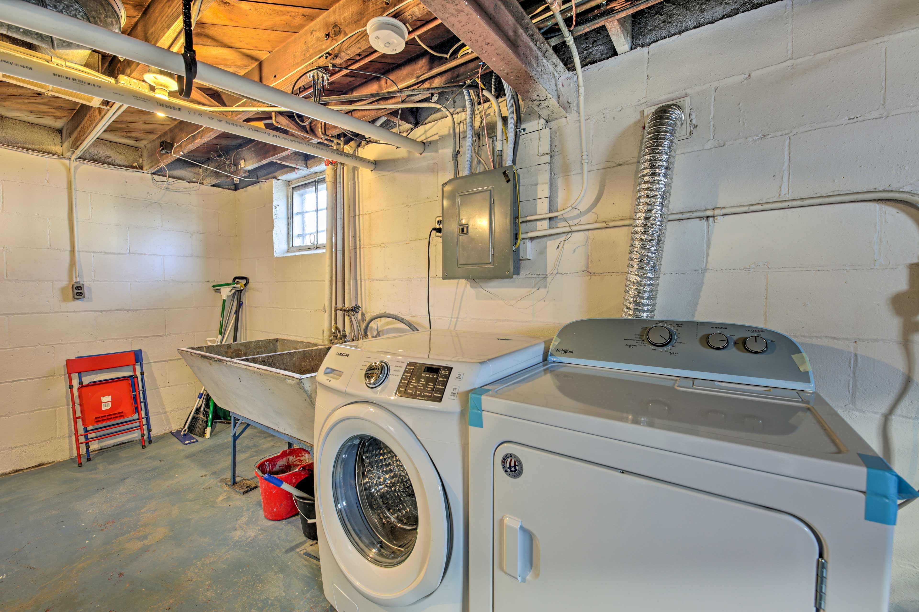 Toss your clothes in the new washing machine.