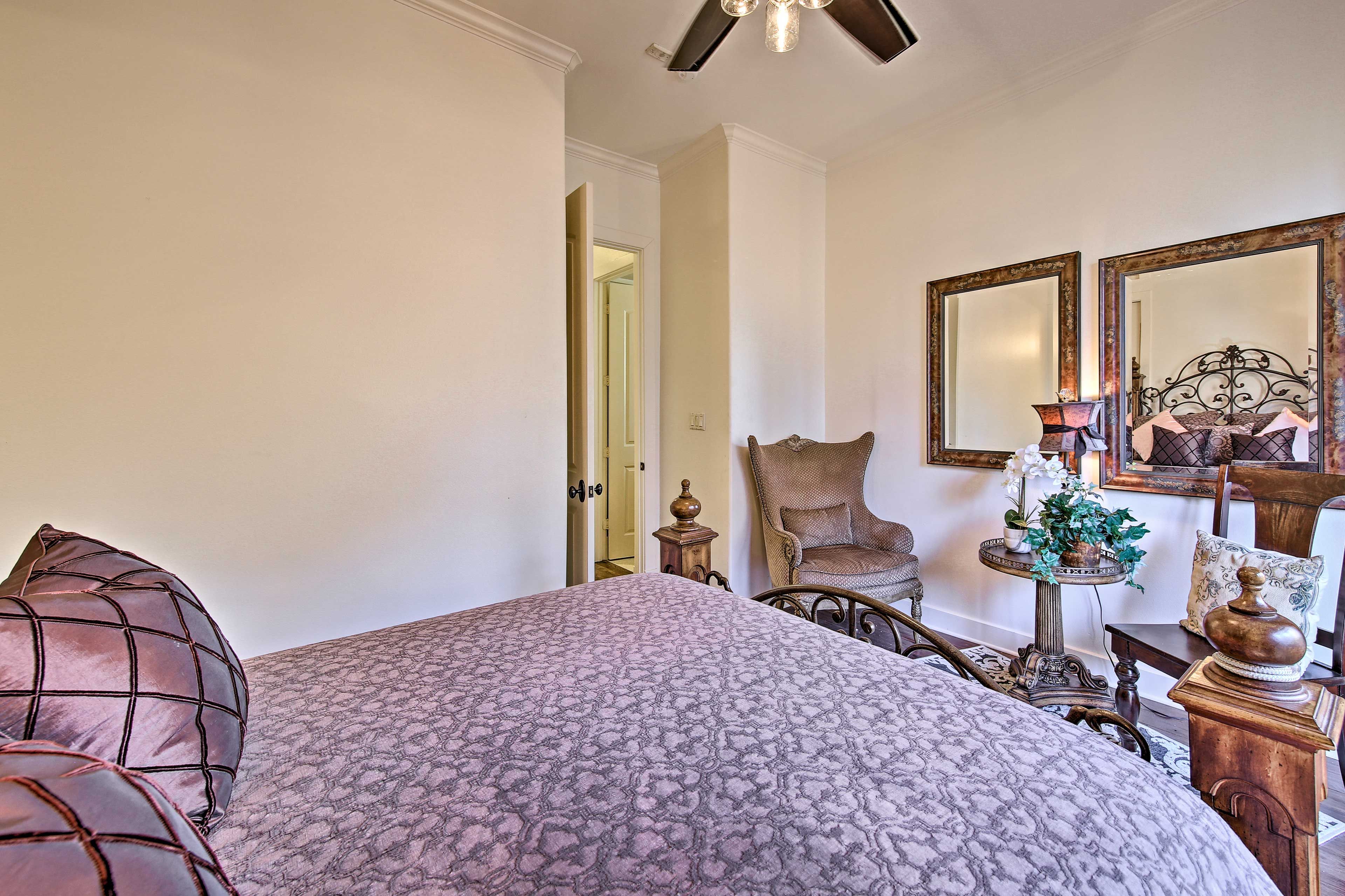 This bedroom is beautifully decorated.