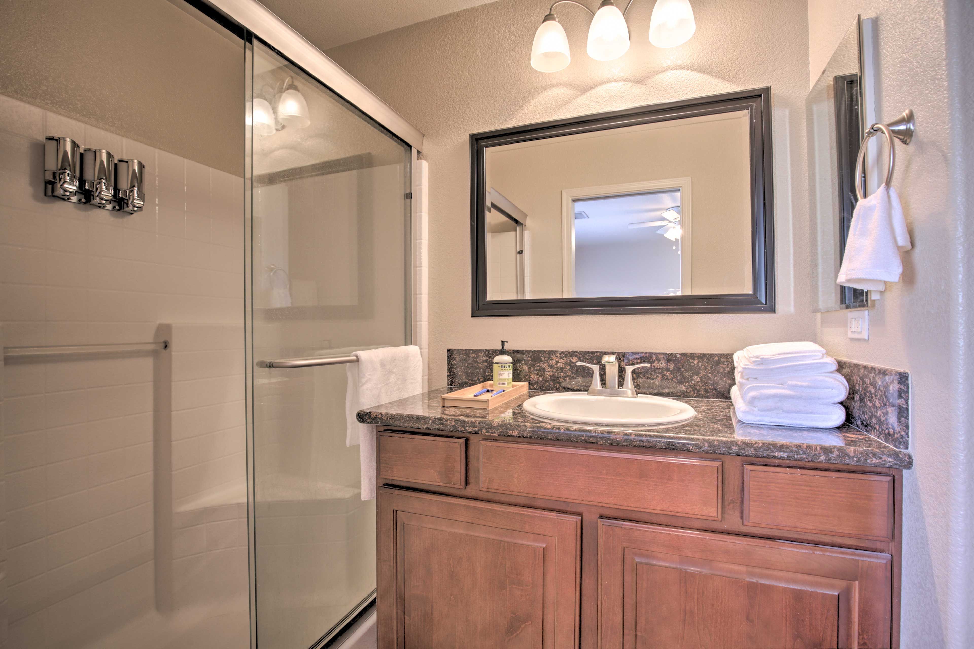 Fresh towels and toiletries are available for your stay.