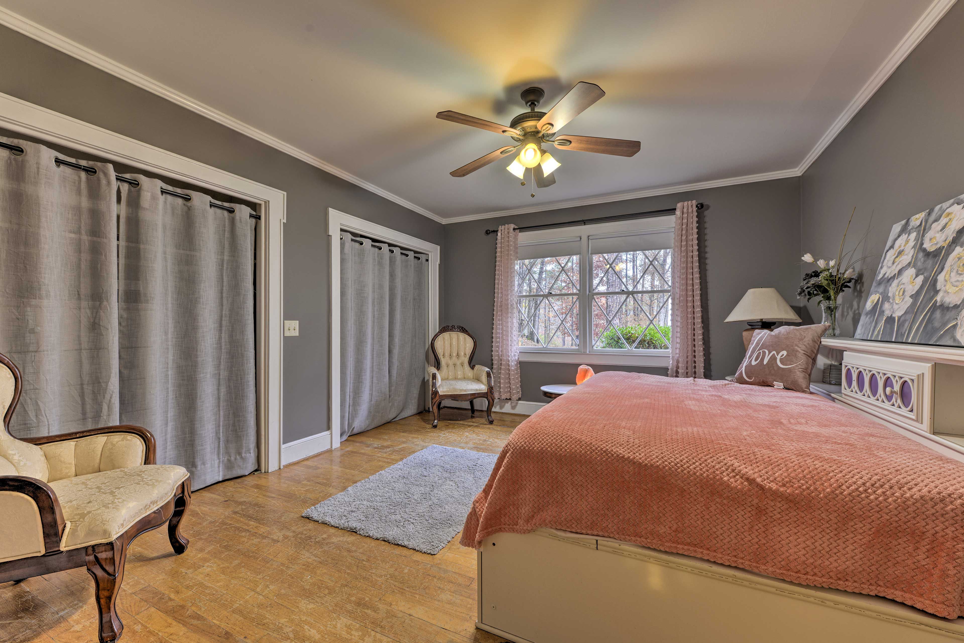 Drift off to dreamland in this full bed after a long day.