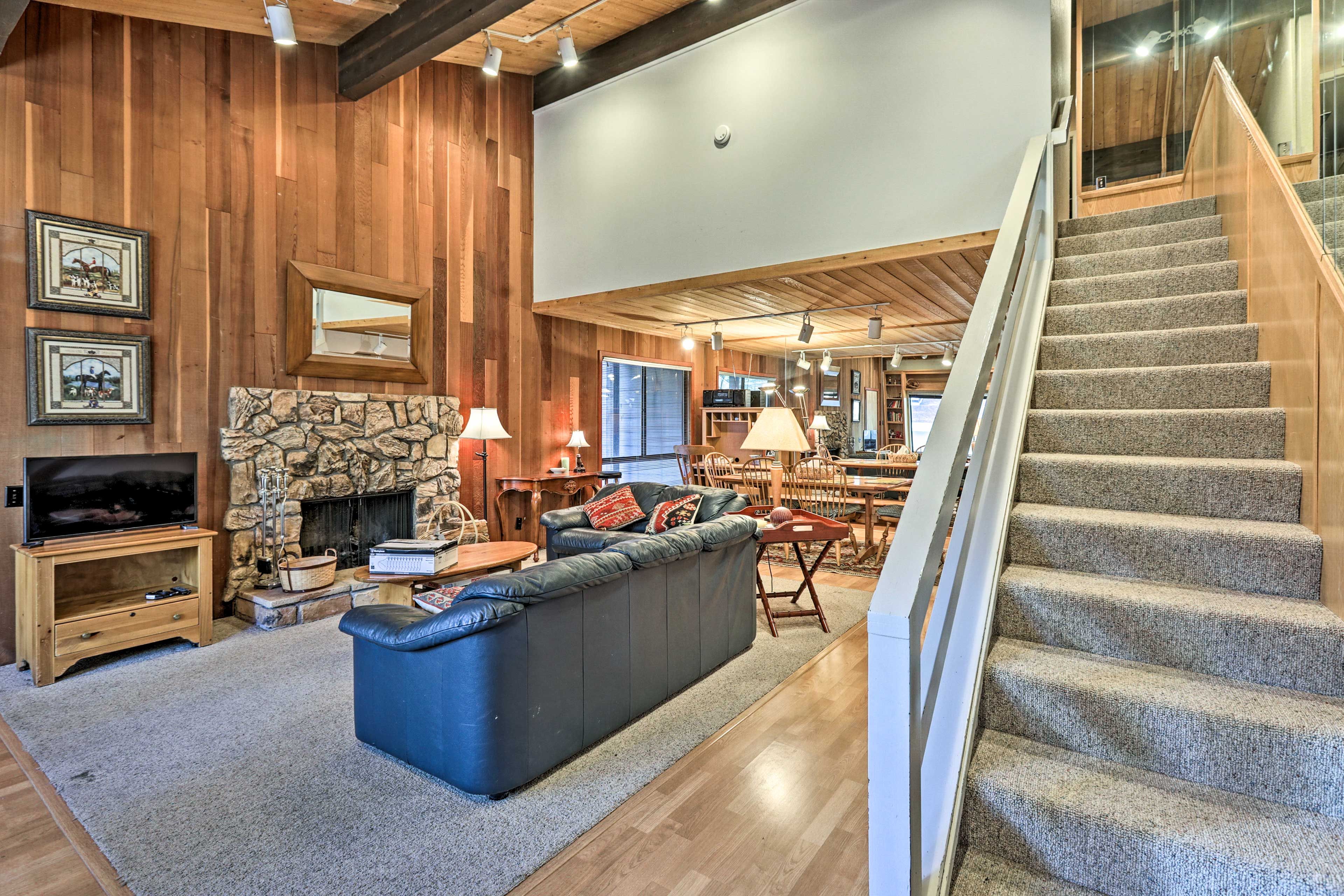 Head upstairs to the bedrooms.