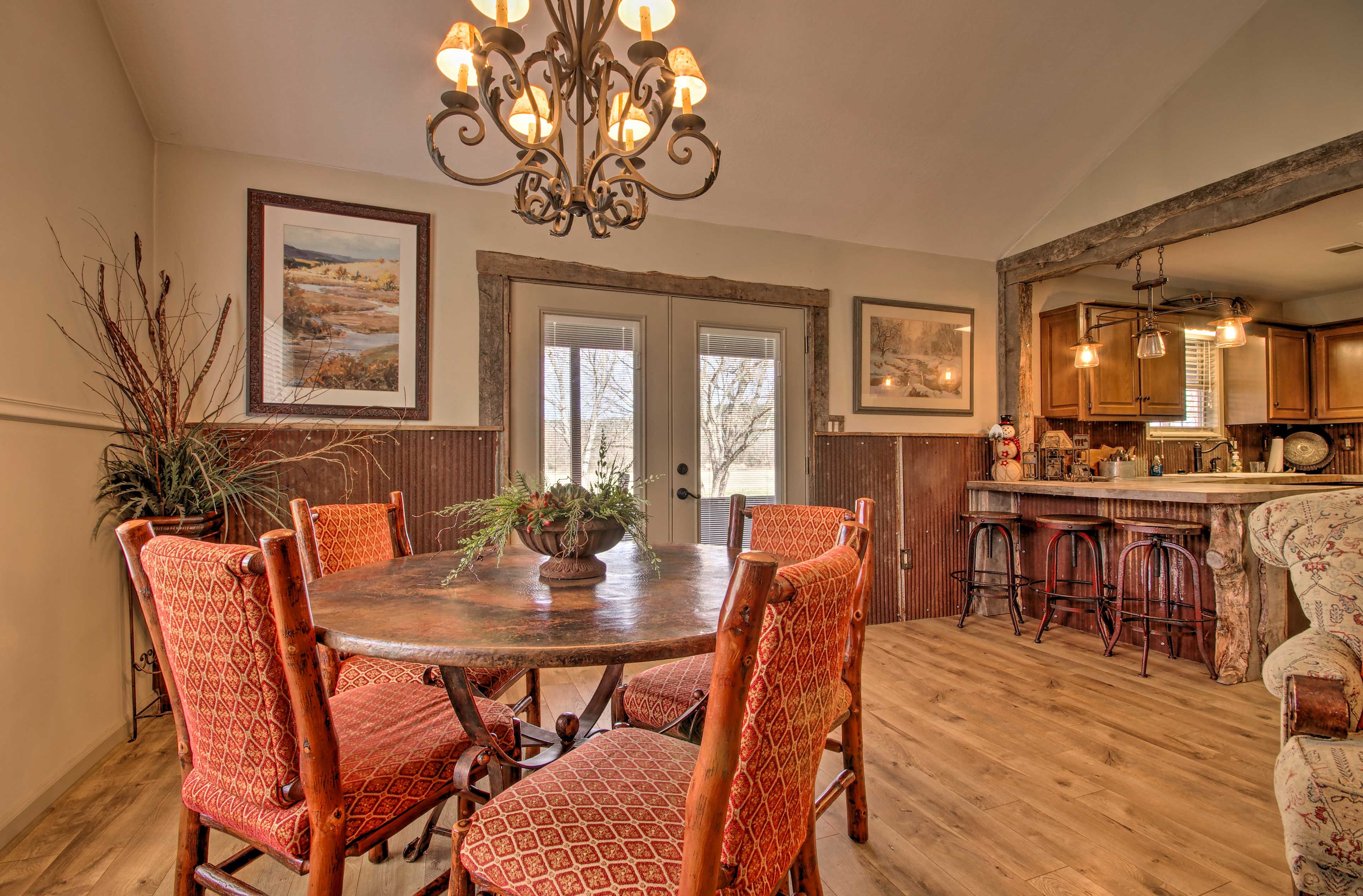 There's additional seating at the breakfast bar.