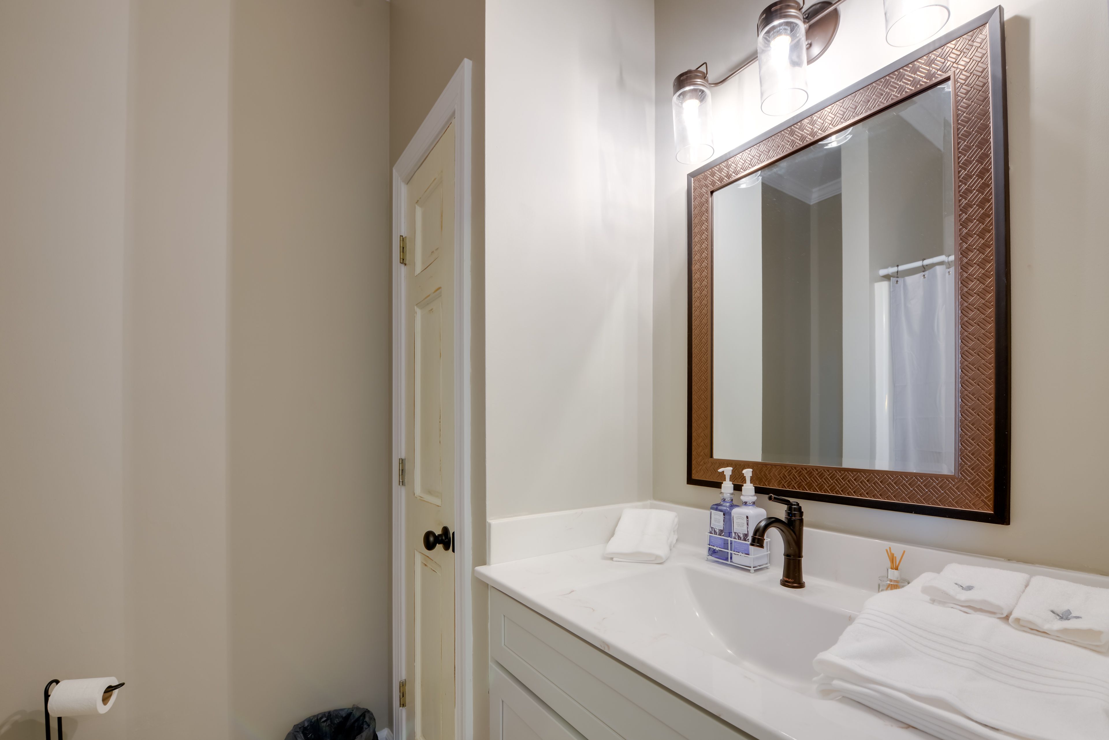 Wash up in the en-suite bathroom.