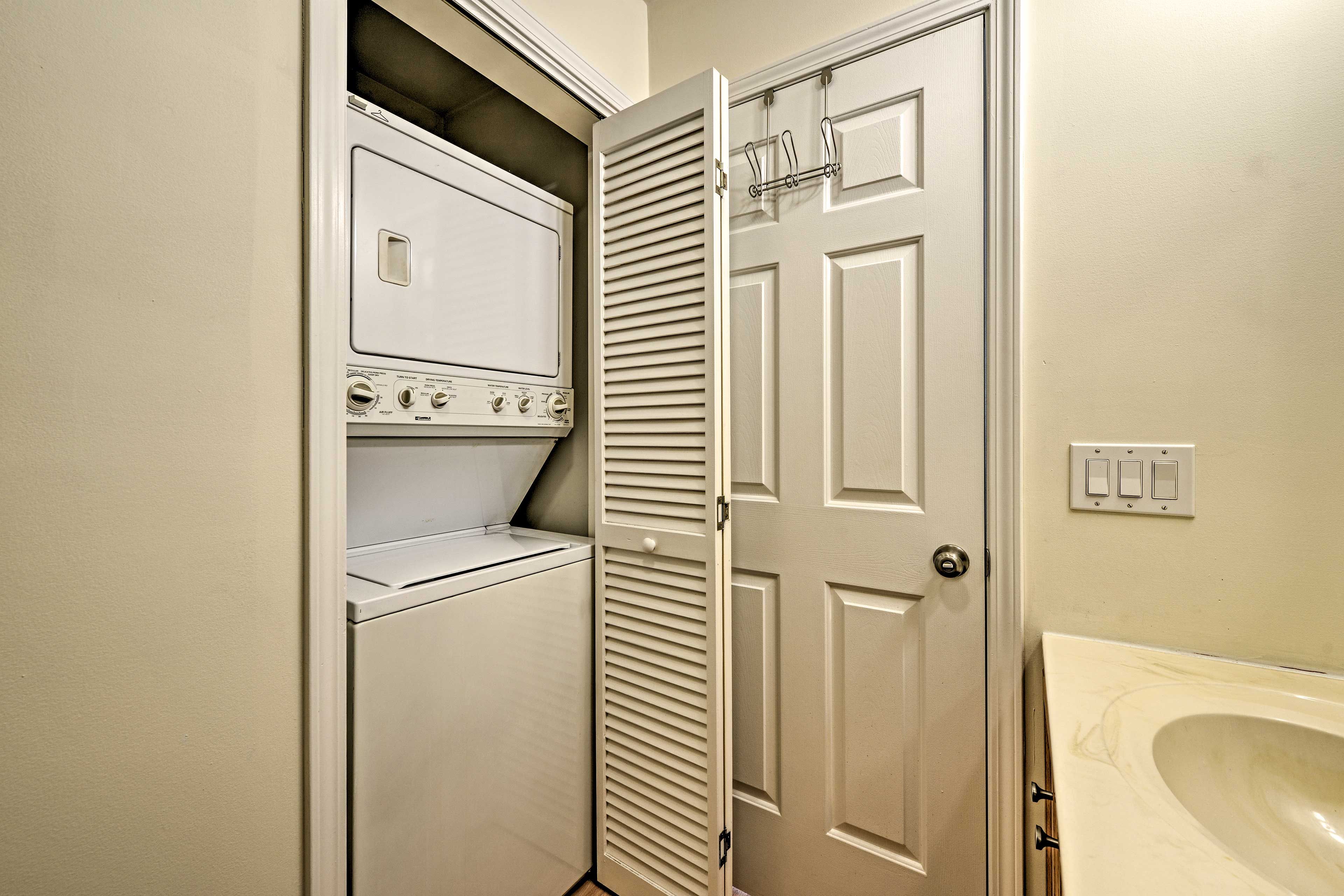 Keep your clothes fresh and clean with the cottage's stacked washer and dryer.