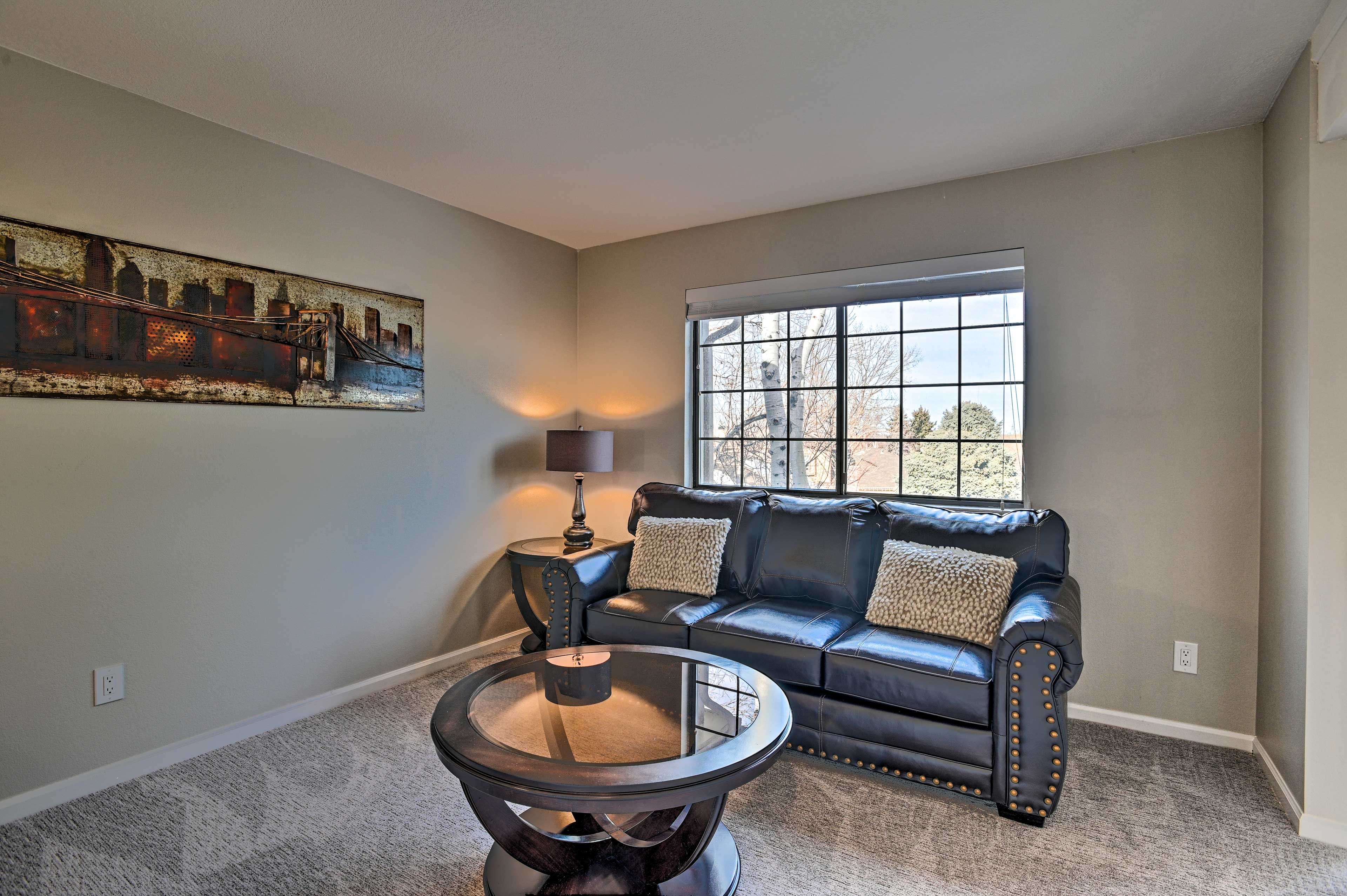 The loft sitting room is perfect for reading a good book.