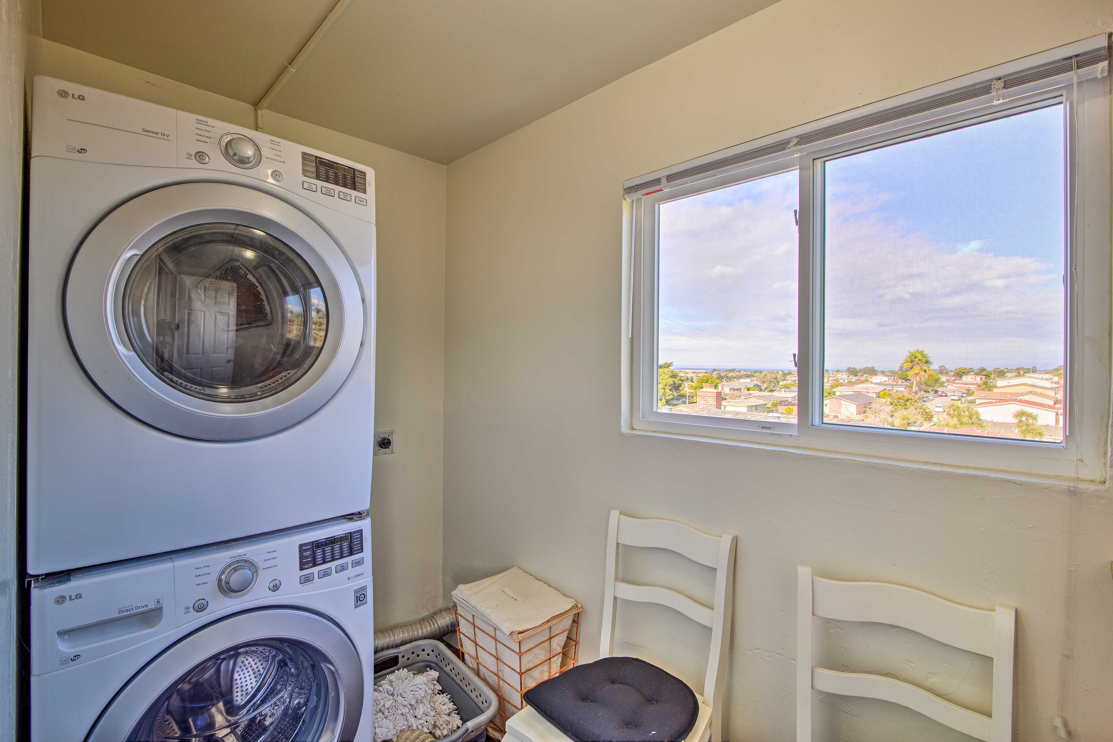 Throw your dirty duds in the laundry machines.