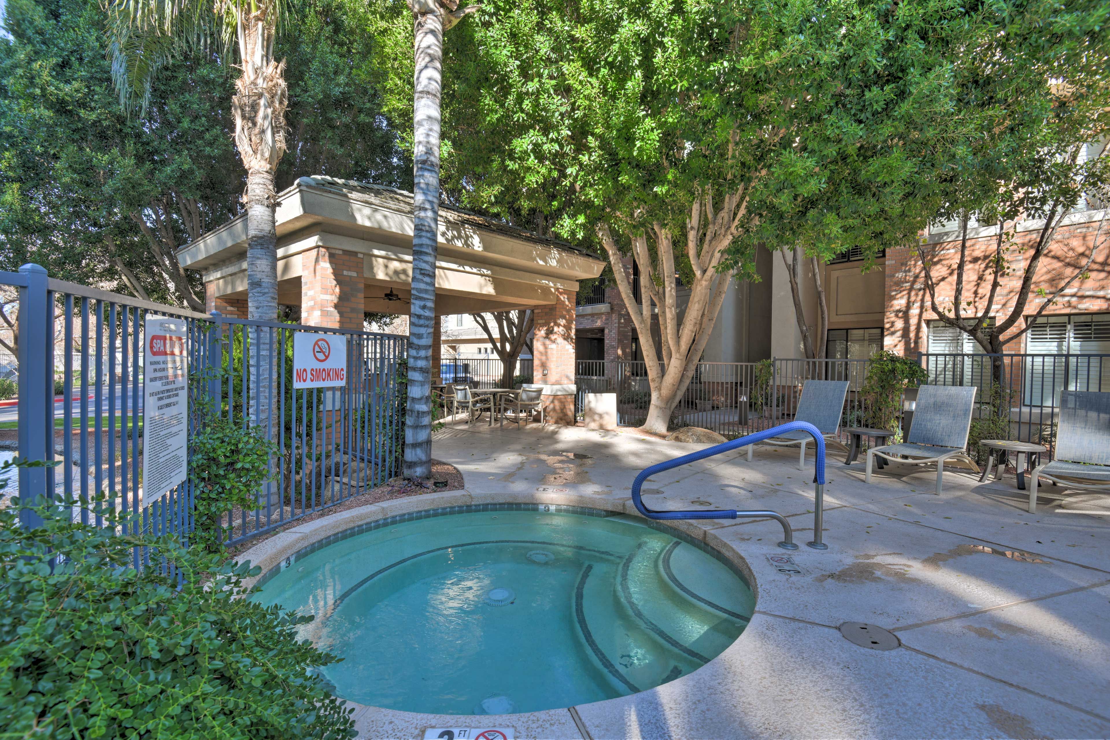 Soothe those sore muscles in the hot tub.