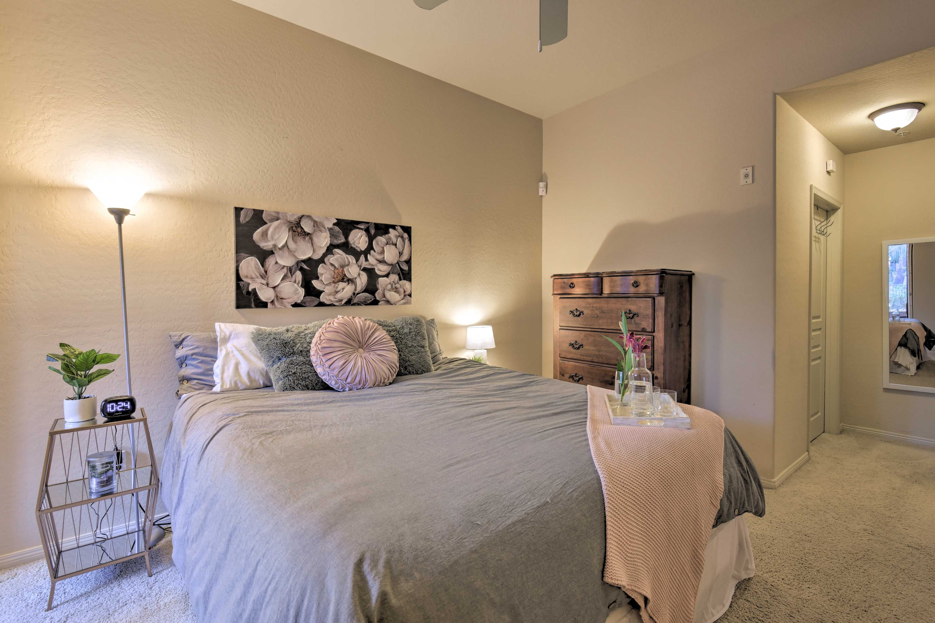 Retire to the main bedroom for a good night's sleep.