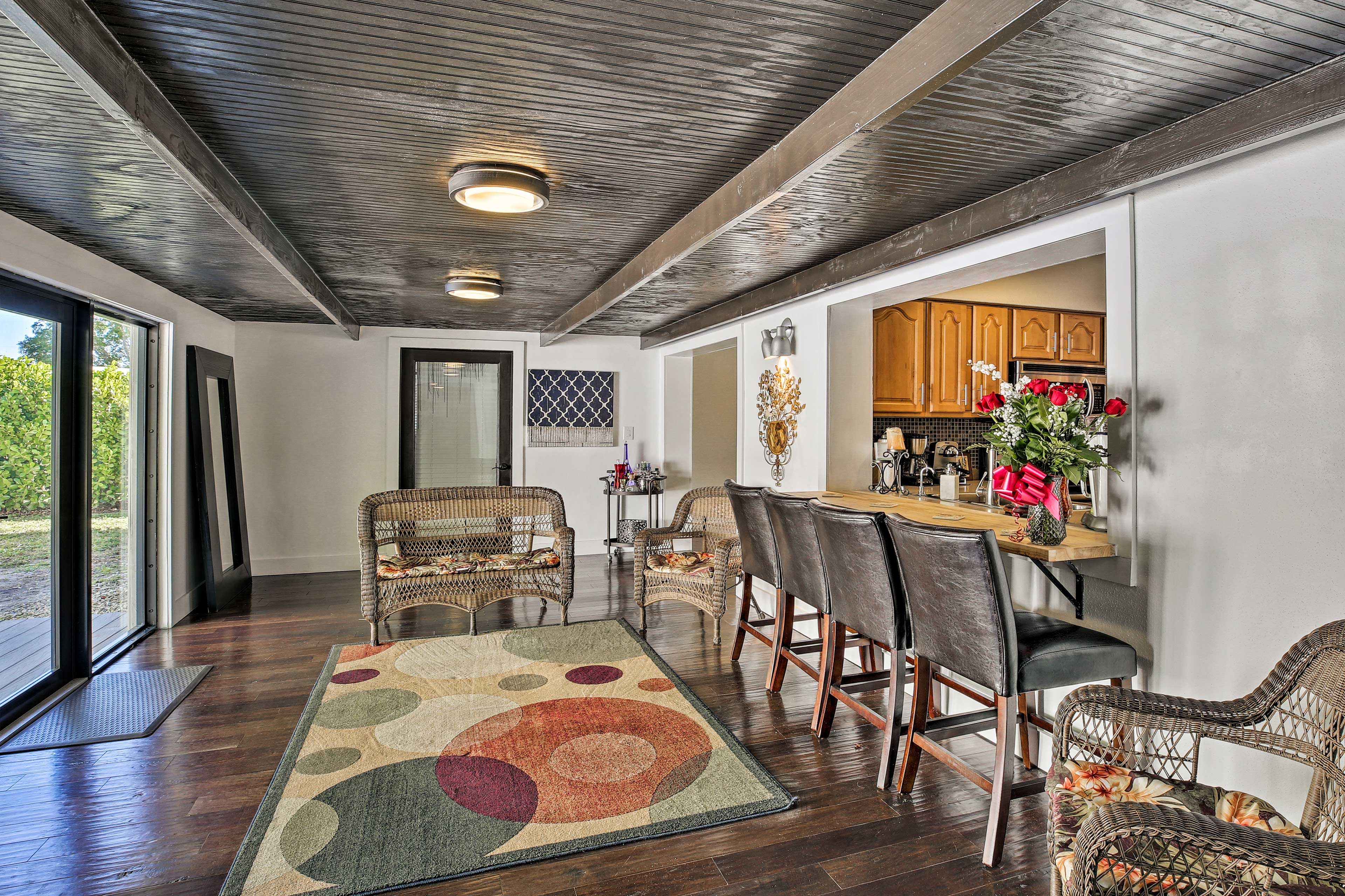 The eat-in kitchen bar has room for 4!