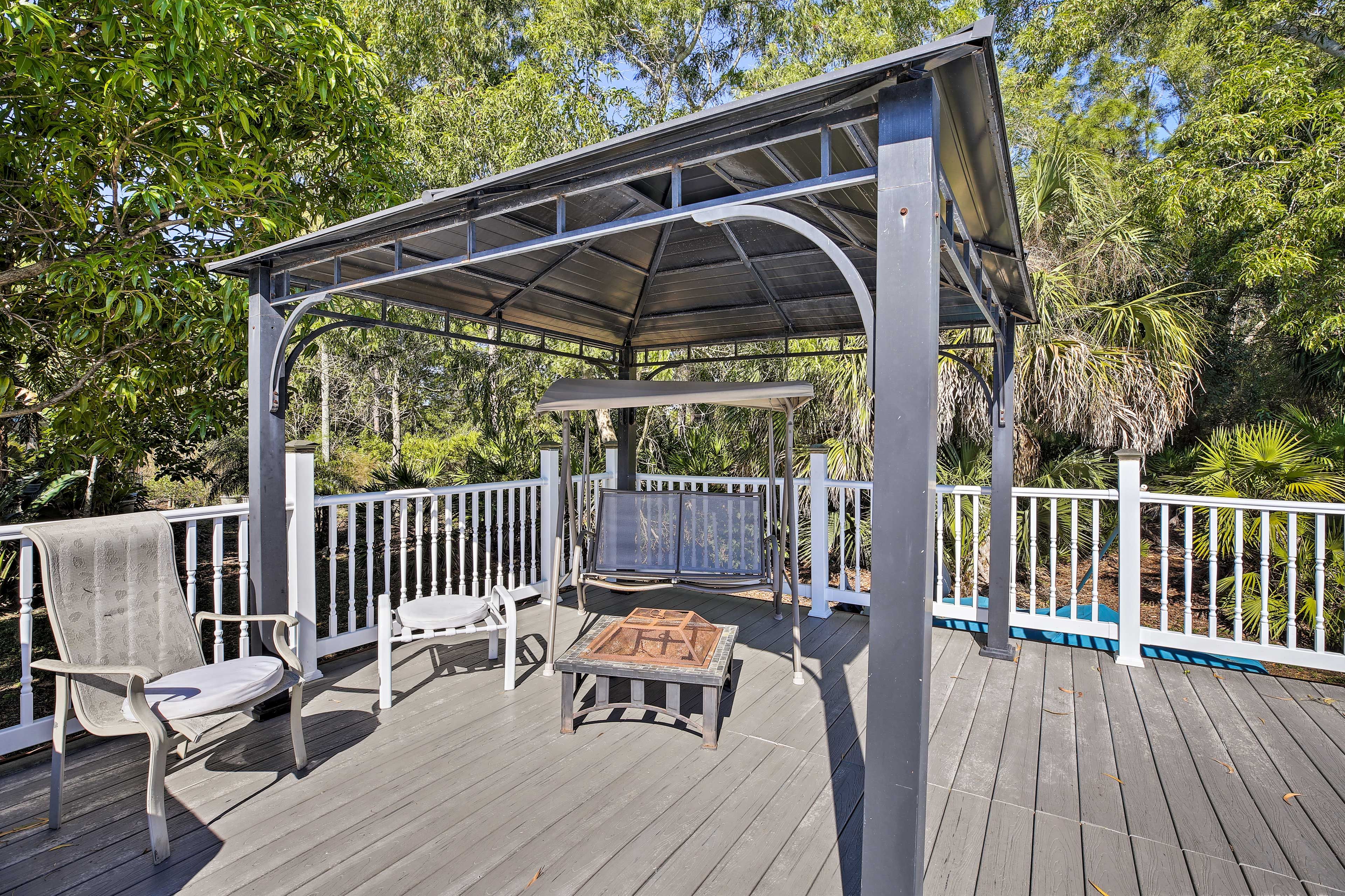 Hang out under the gazebo when you need a break from the sunshine.