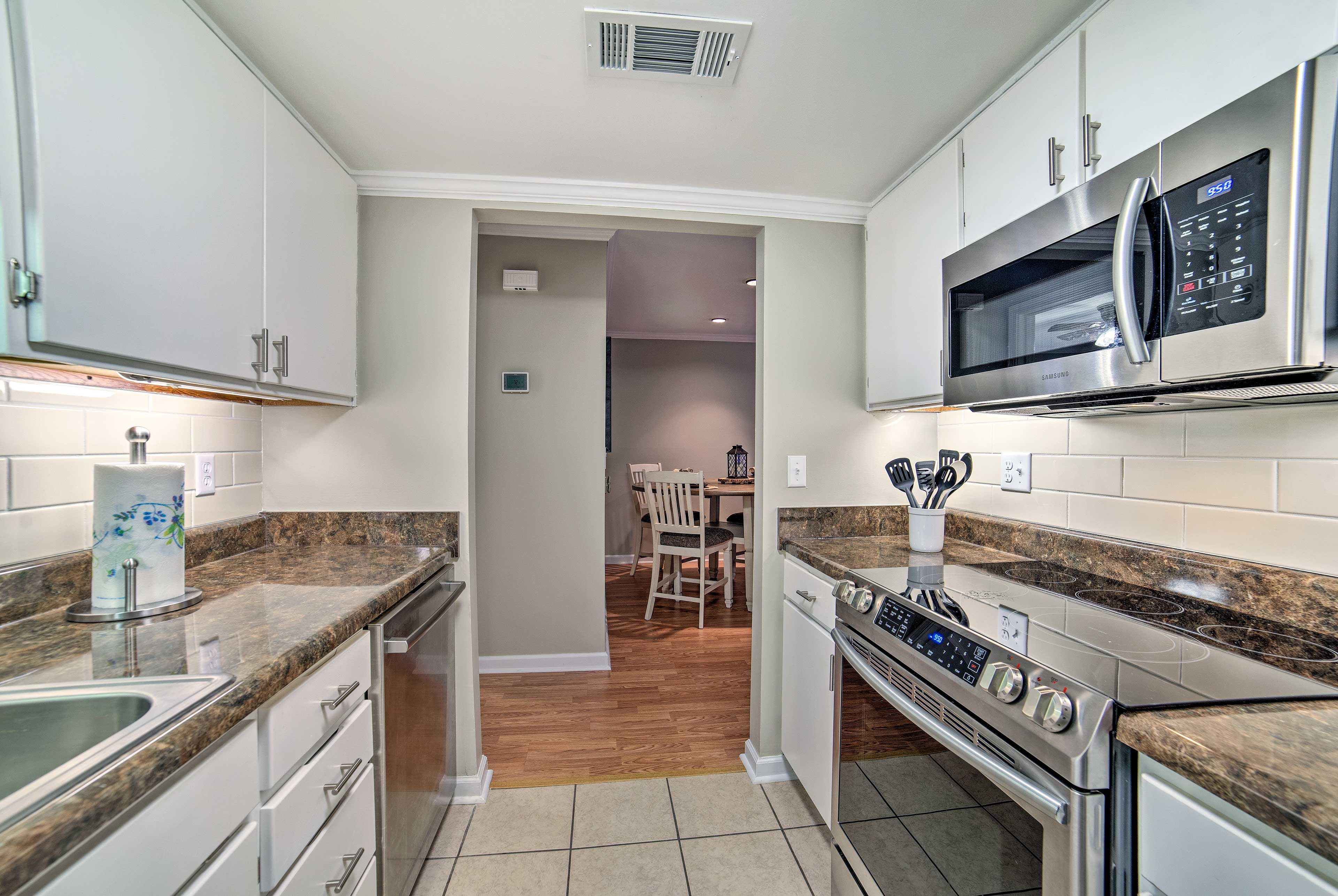 Clean up is easy with the dishwasher.