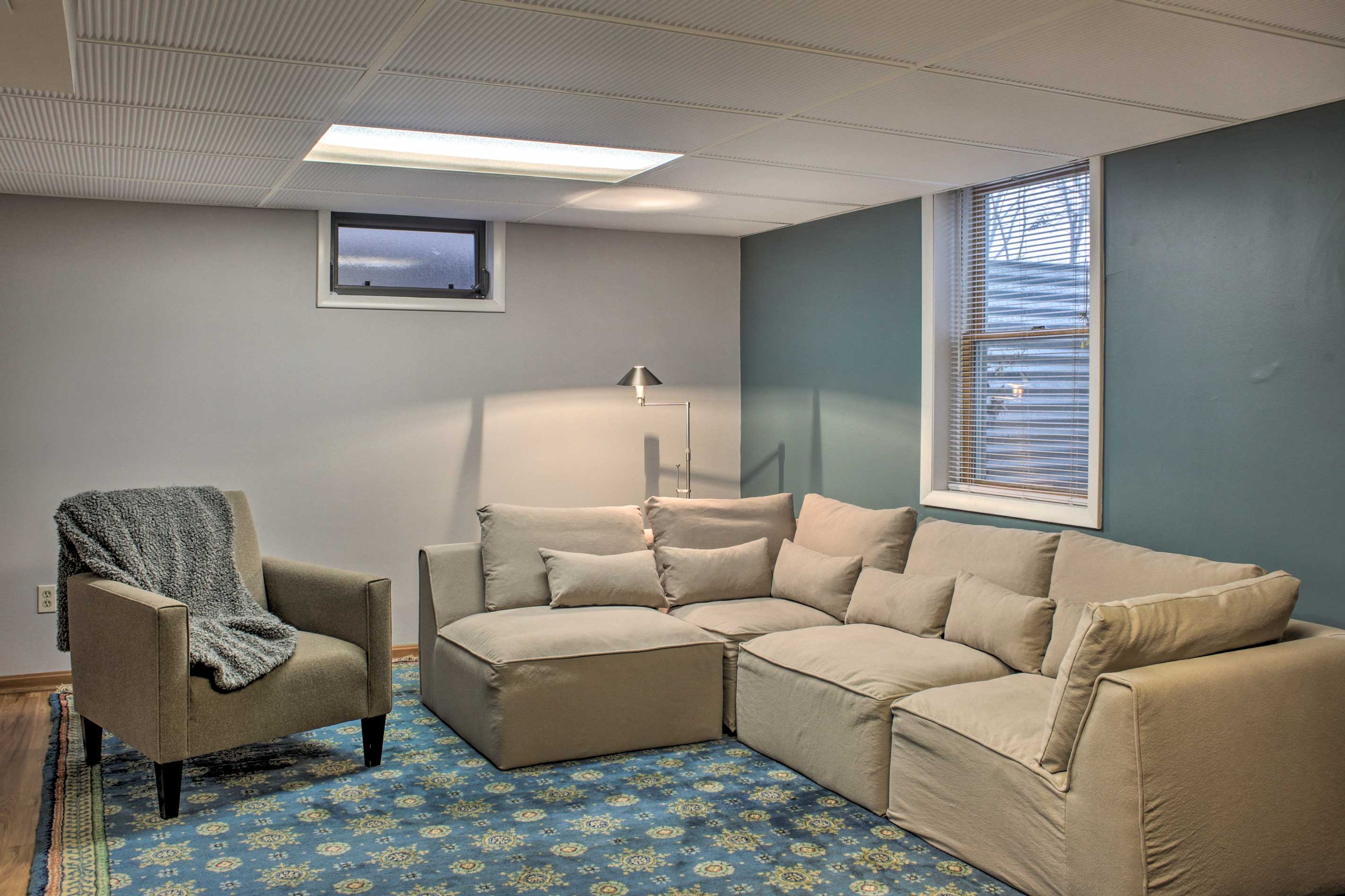 Rest your feet on this large comfy couch.