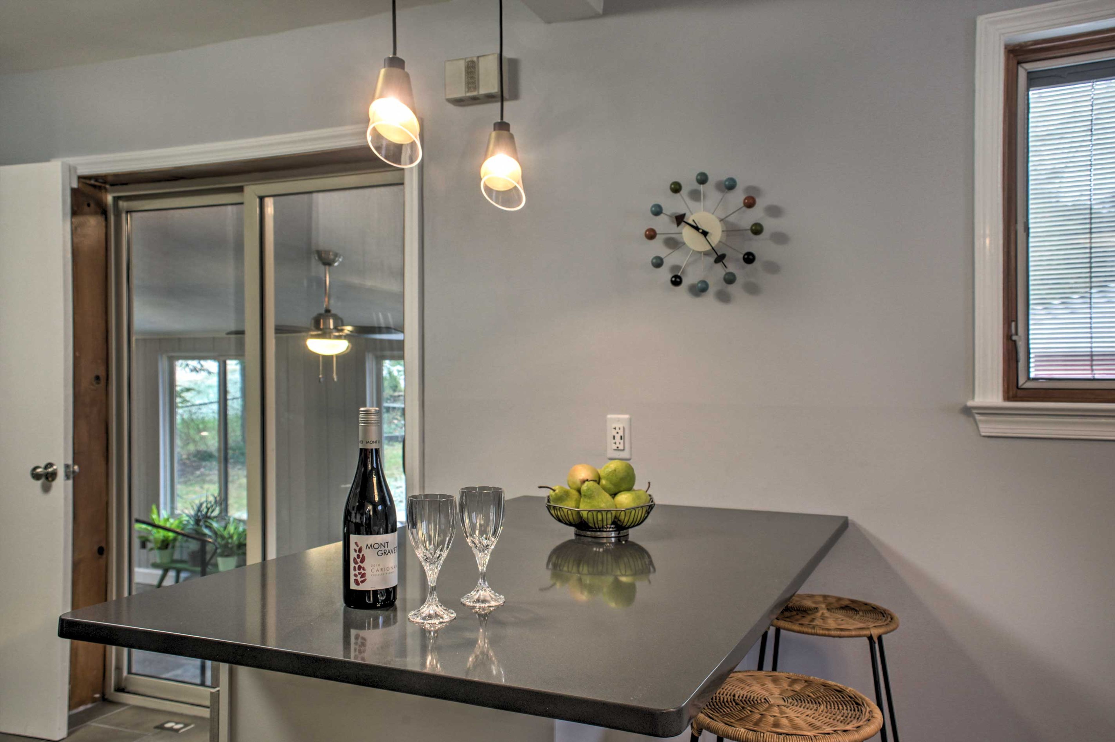 Pour a glass at the kitchen bar.