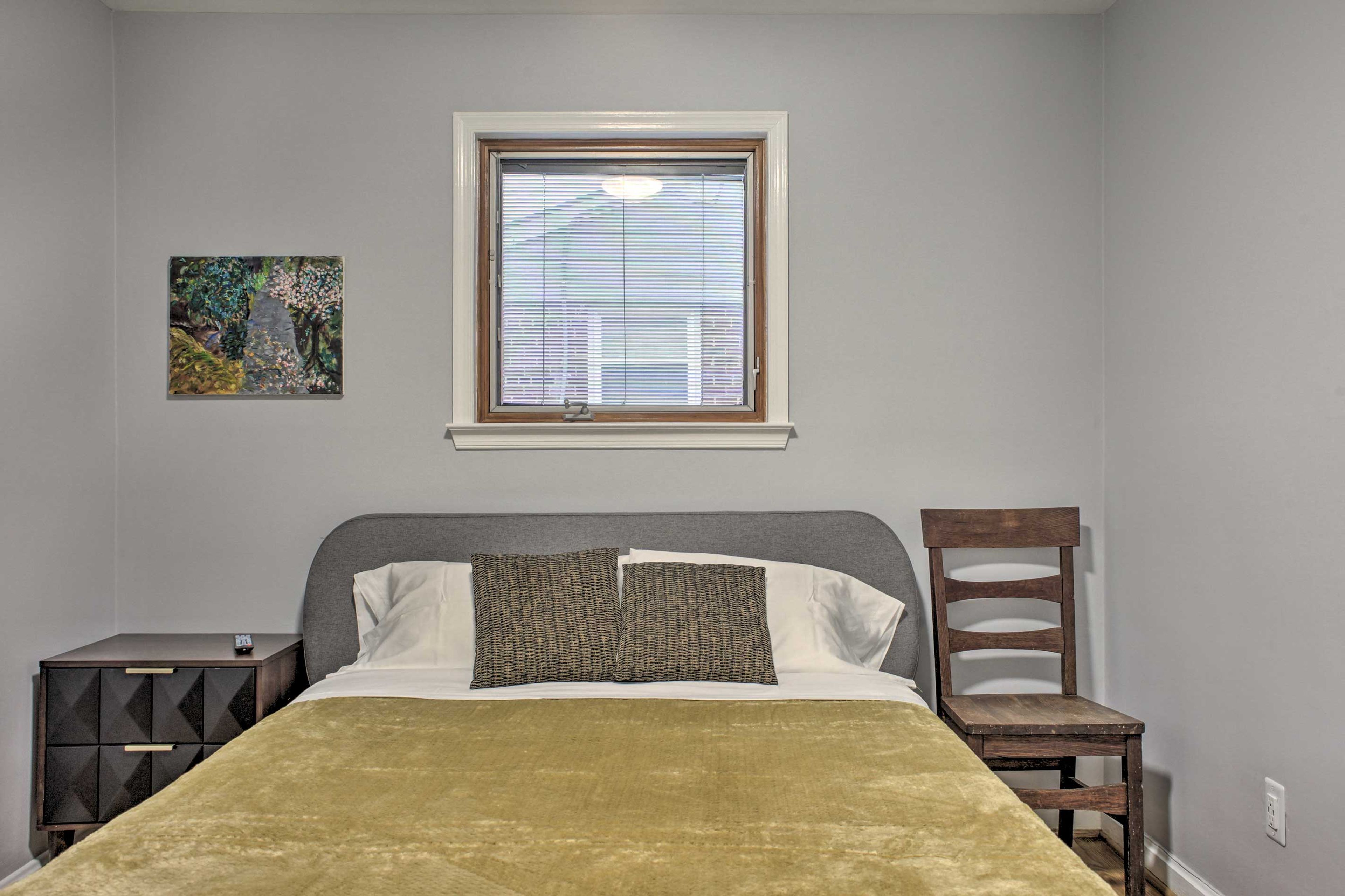 Rest your head in this peaceful bedroom.
