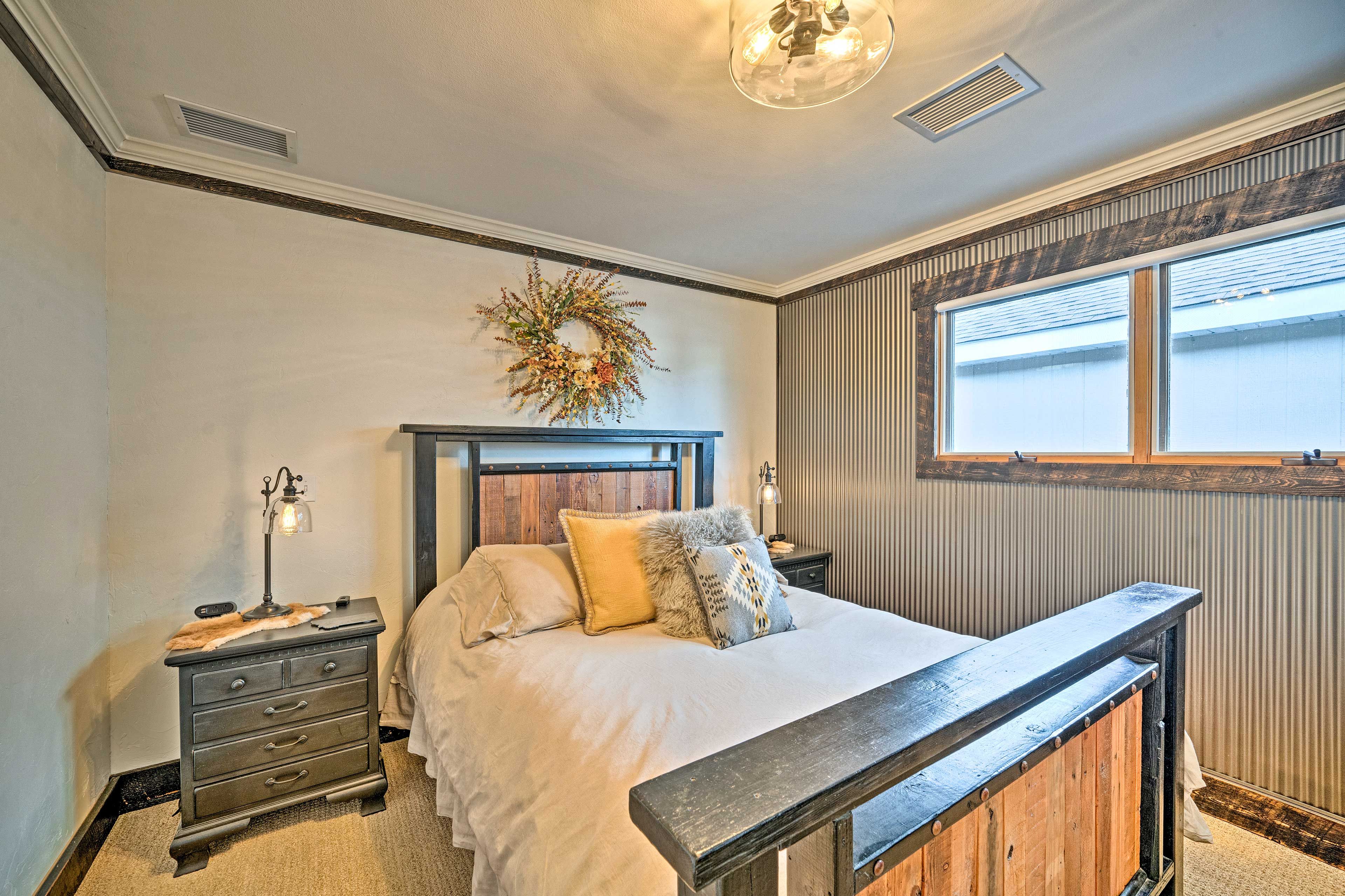 Retire to the bedroom and read a book before hitting the hay.