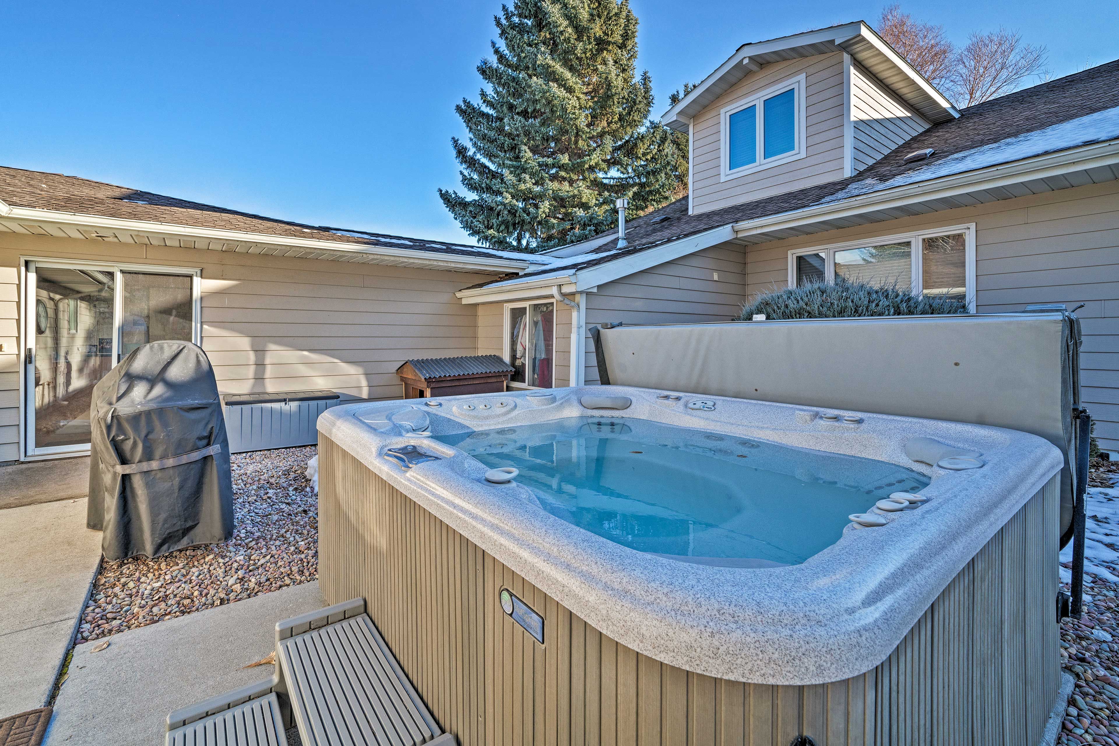 Take advantage of this vacation rental's hot tub.