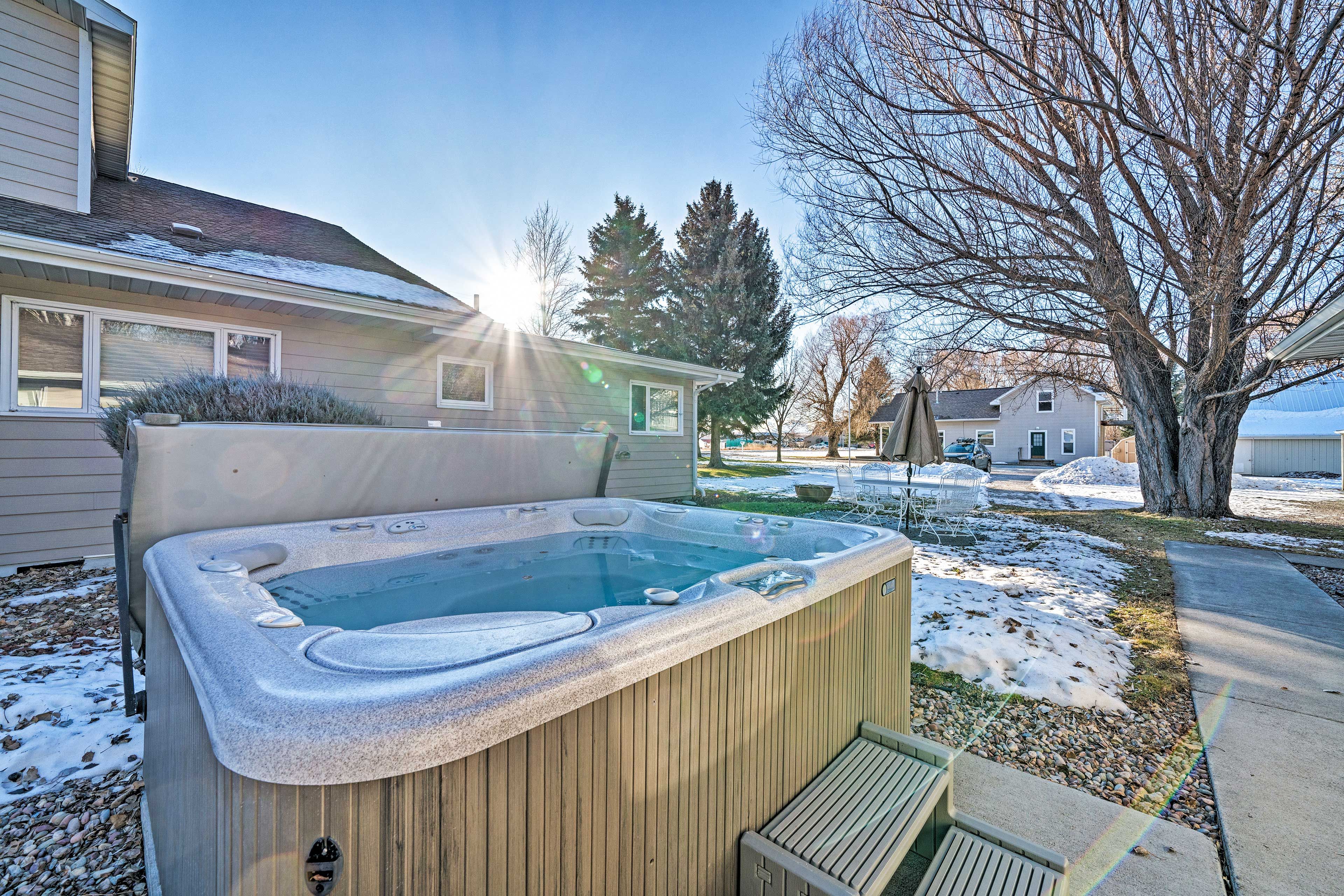 Hop in the hot tub any day of the year for an enjoyable soak!