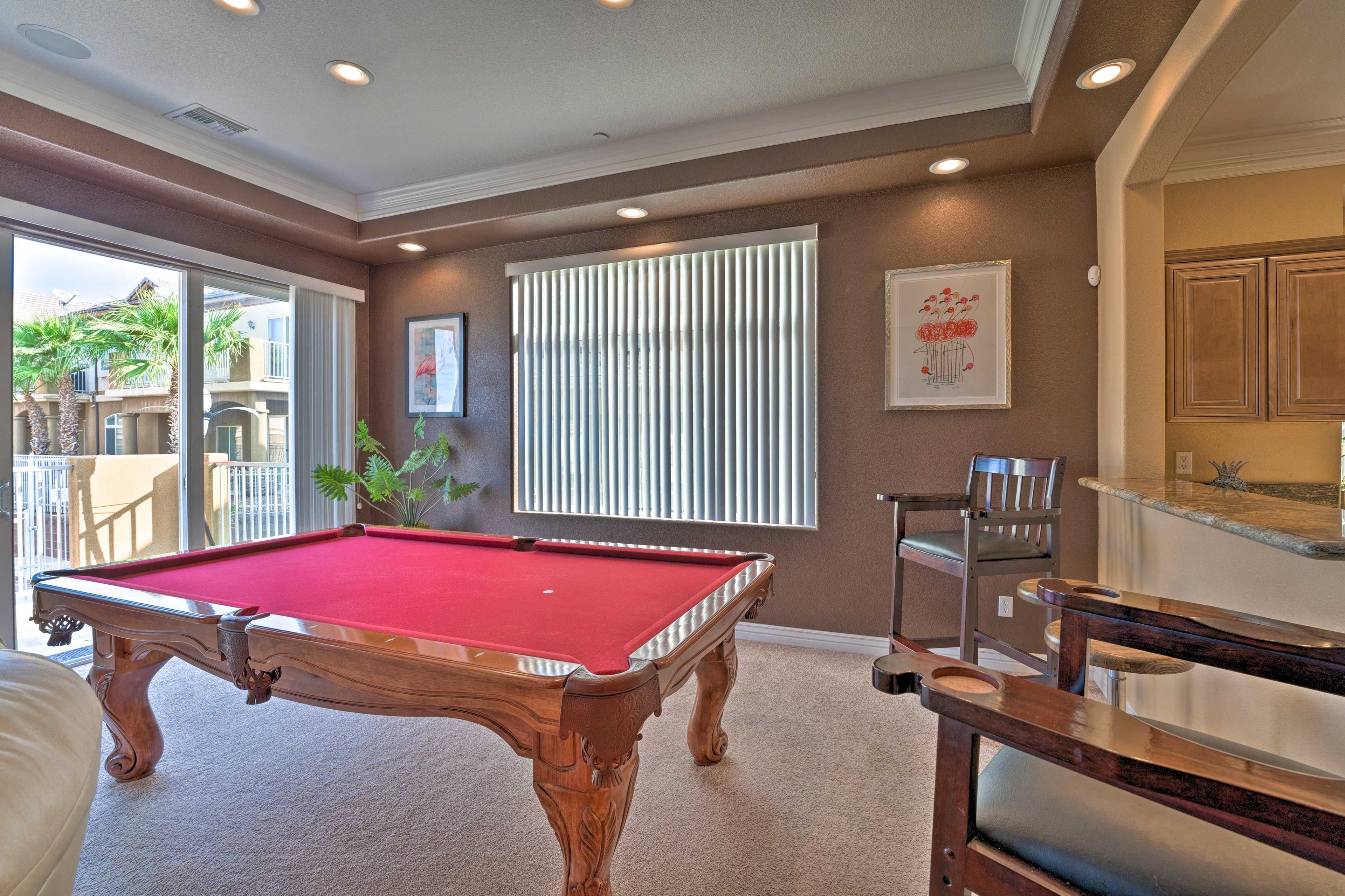 Living Room | Pool Table | Natural Sunlight | 2-Person Dinette