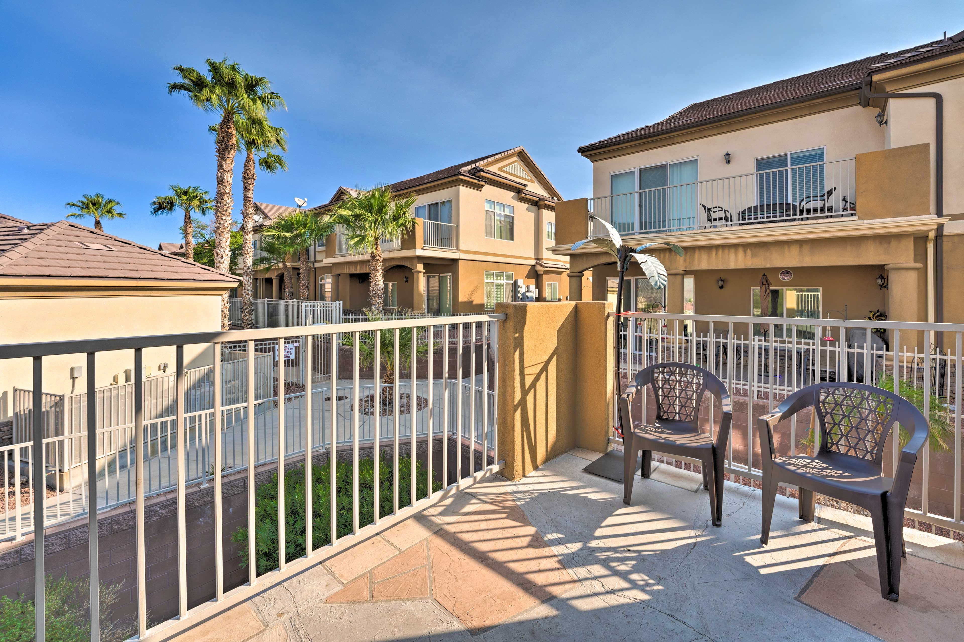 Private Balcony | Palm Tree-Filled Complex