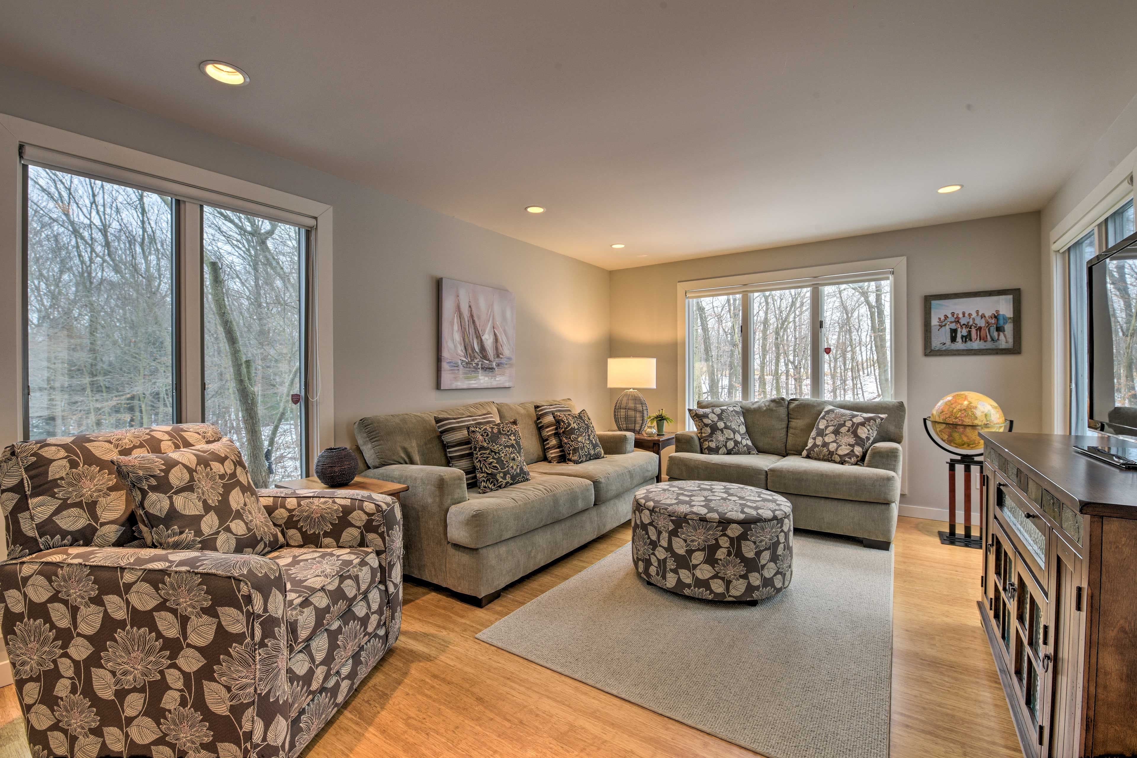 A second living area provides additional seating.