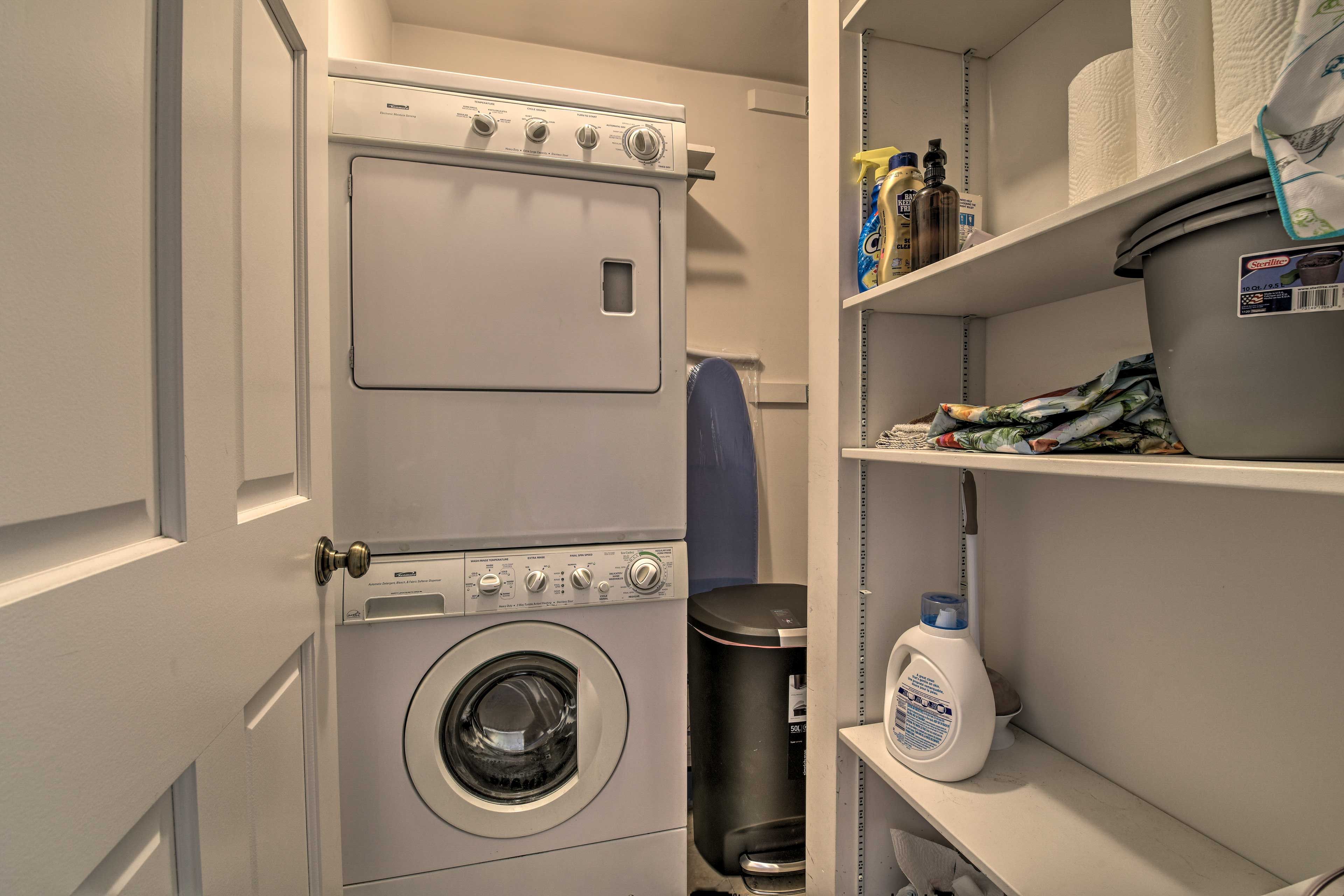 For longer stays, use the washer and dryer to keep smelling fresh.