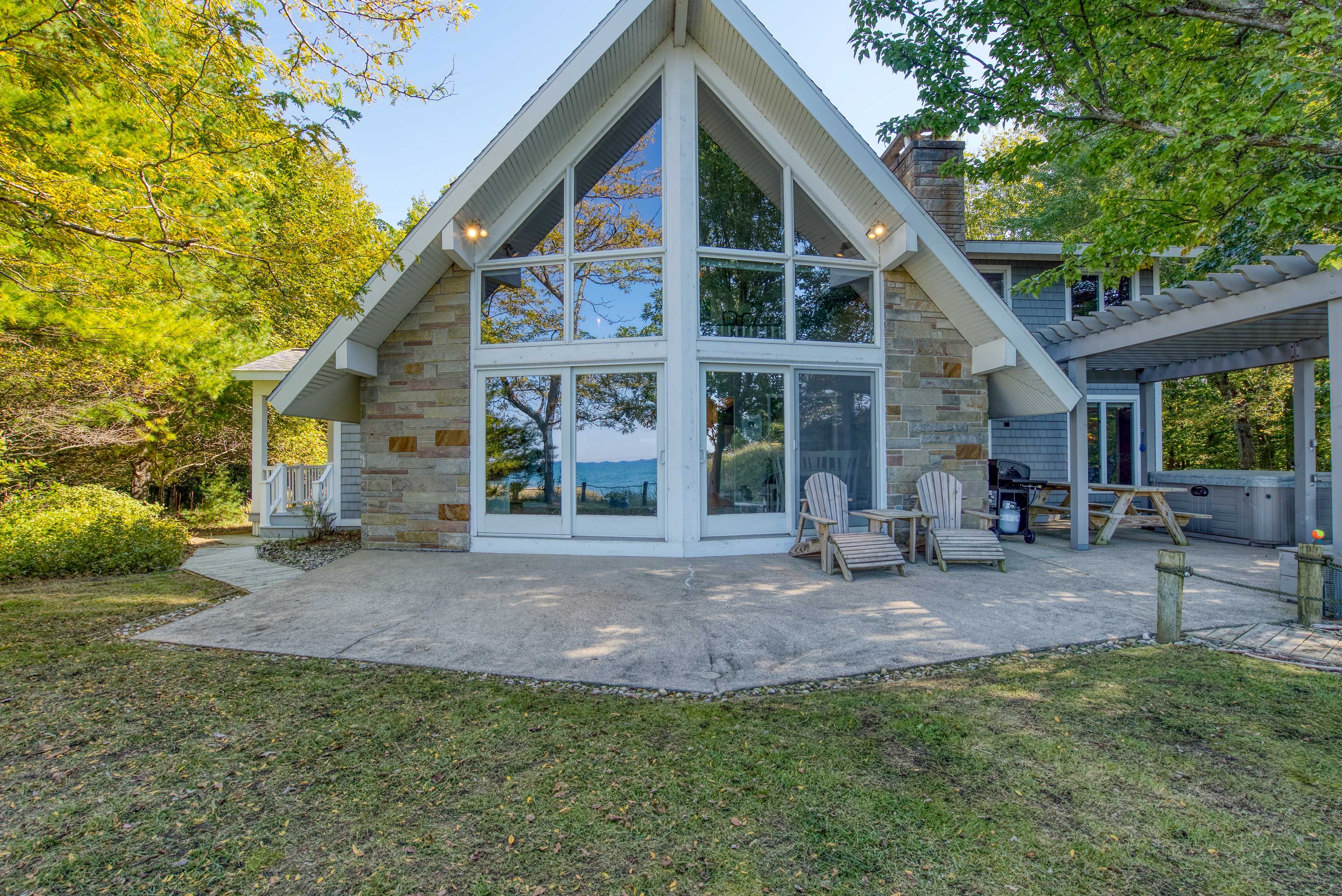 The A-frame supports cathedral ceilings.