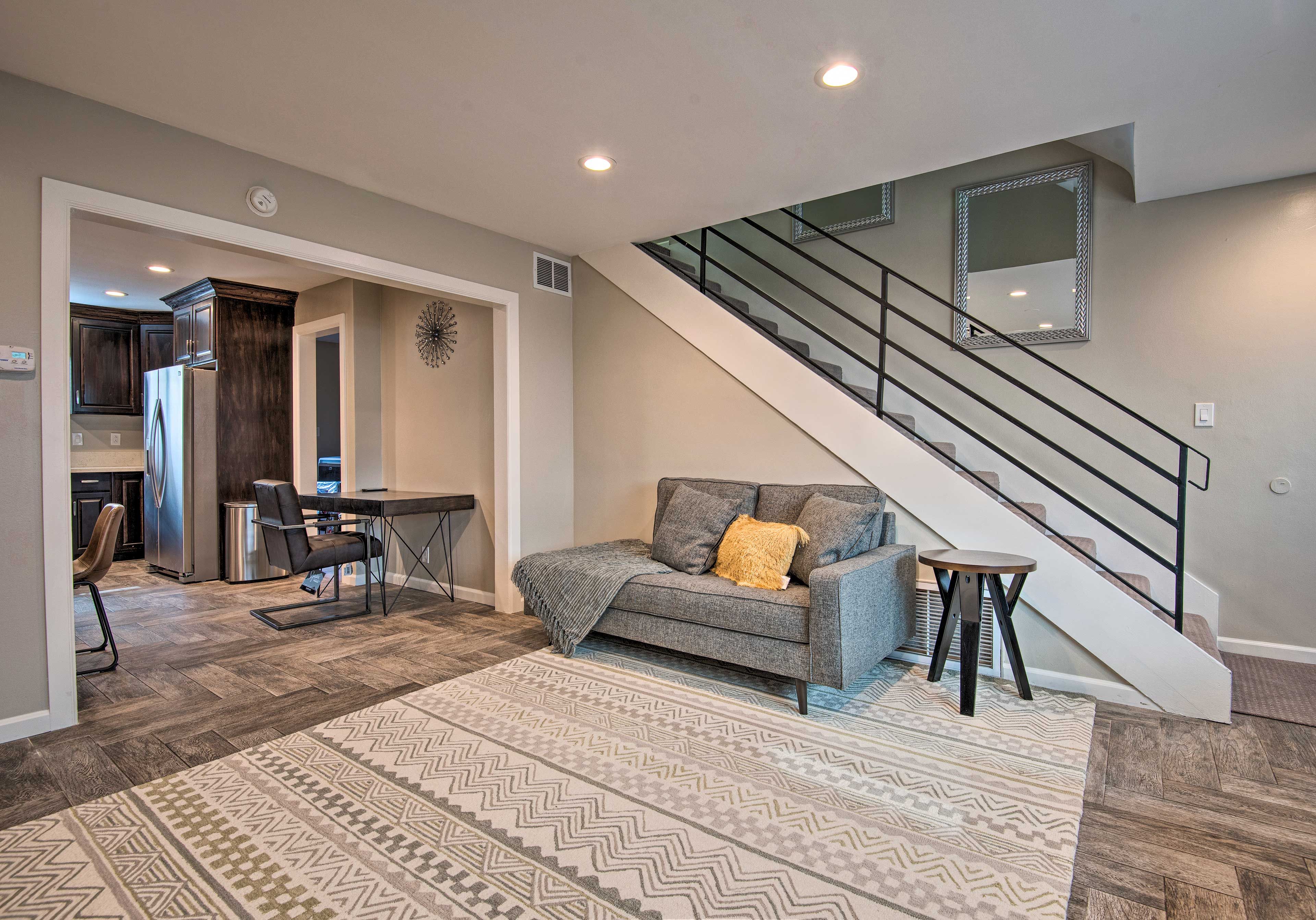 This main living space flows effortlessly into the kitchen.