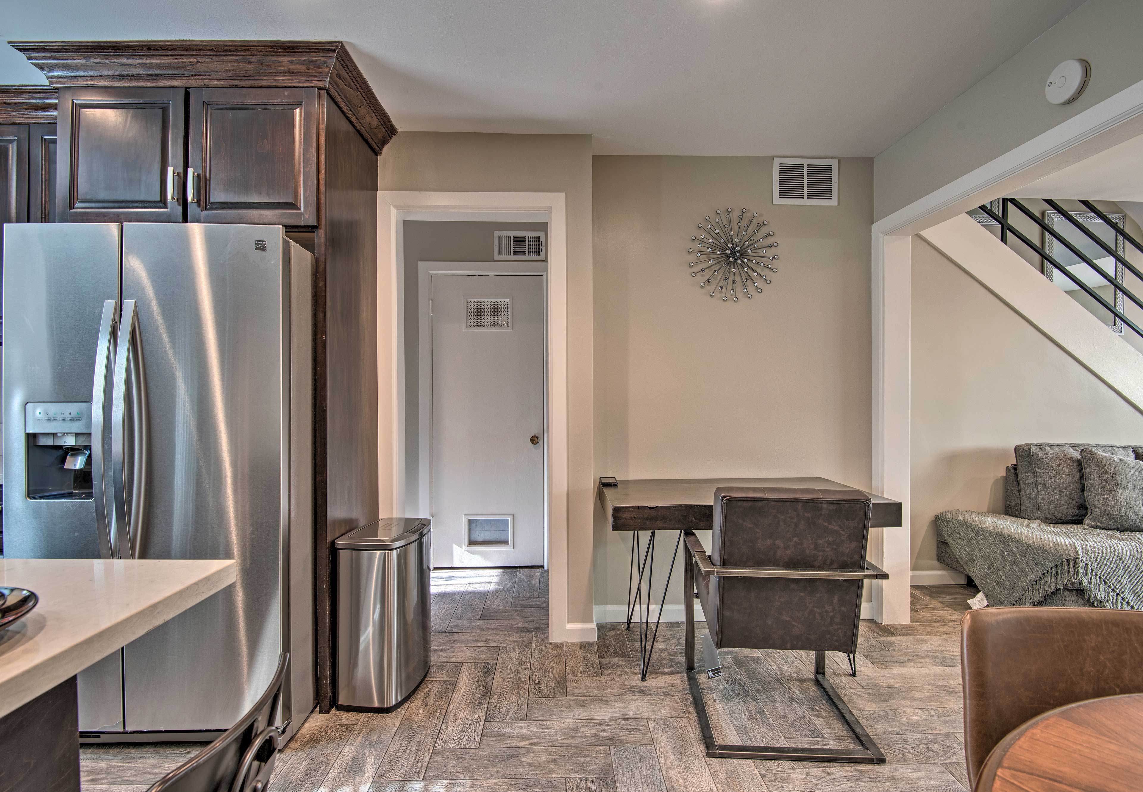 This cozy laptop friendly work space is great for finishing up work on the go.
