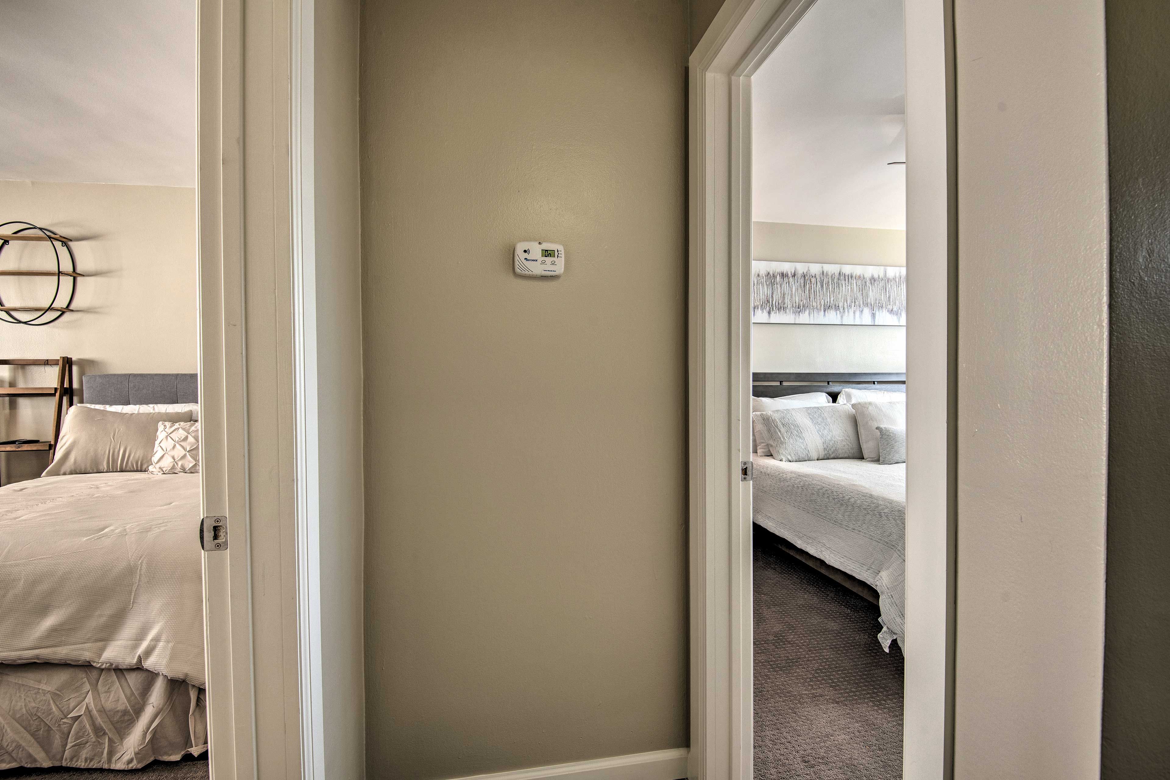 These two bedrooms are located on the top floor of this 2 story condo.