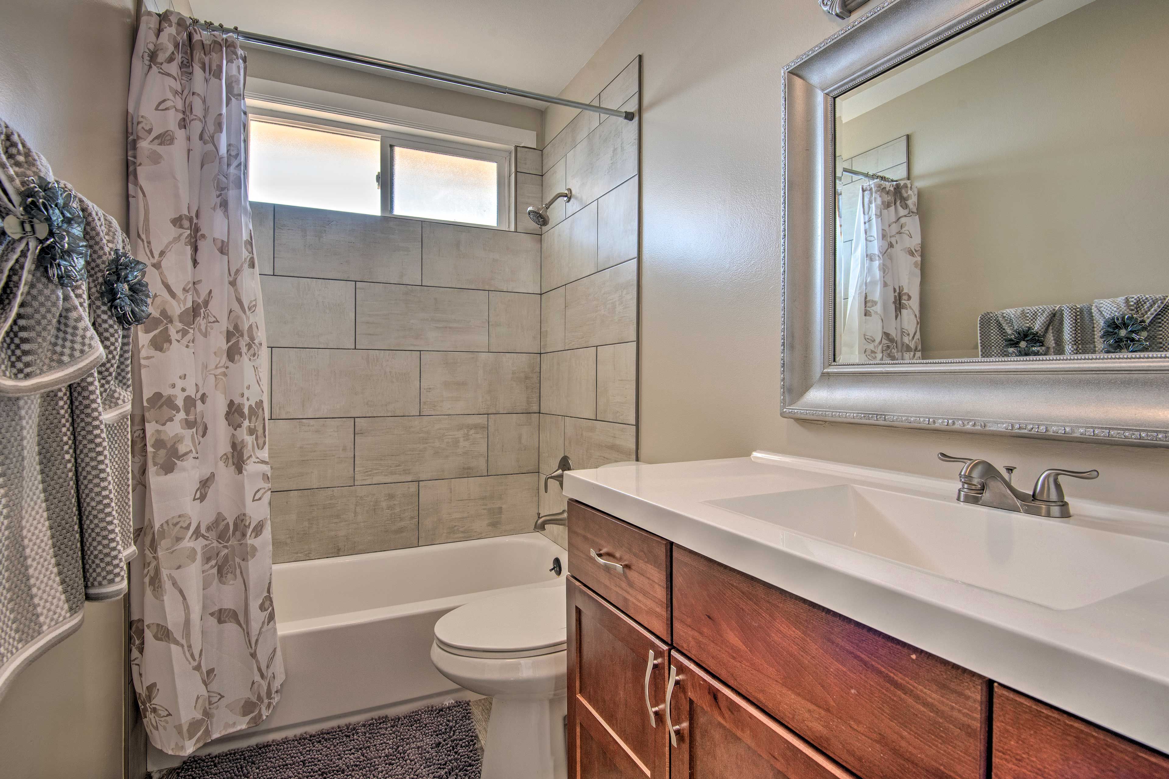 This second full bathroom is ideal for washing off the day before going to bed.