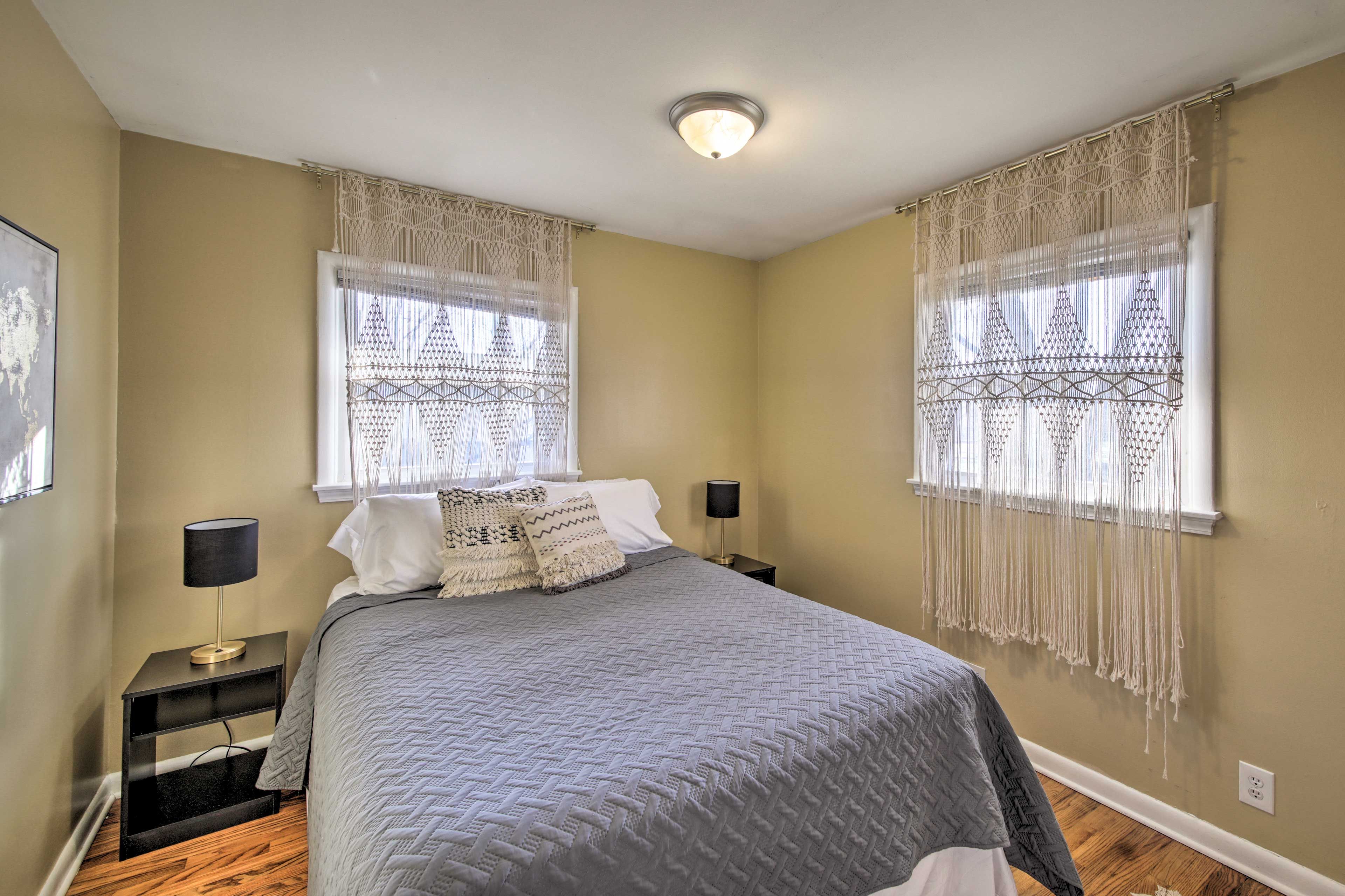 Two guests can claim this queen bed.