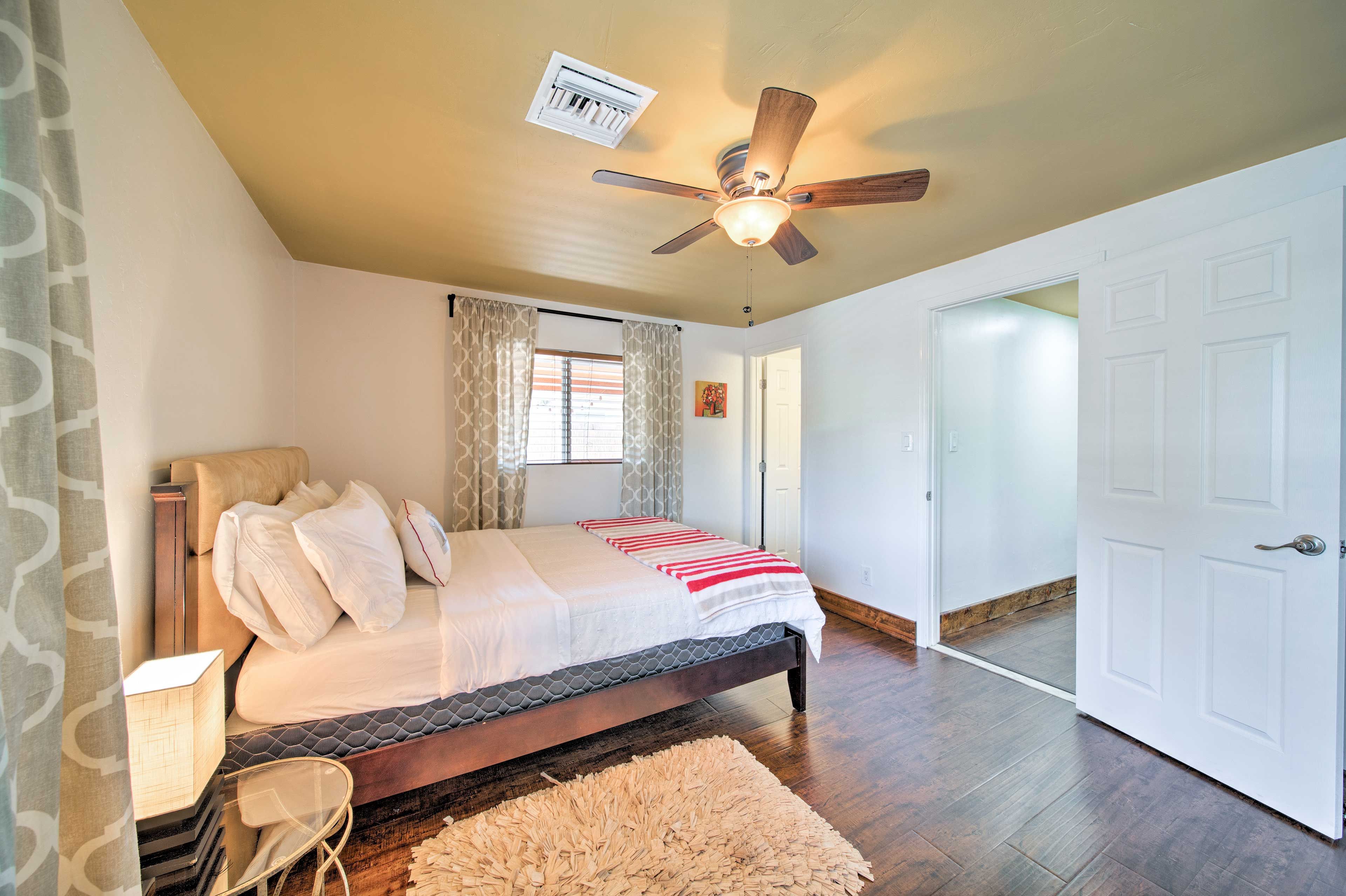 Let the breeze from the ceiling fan usher you to sleep.