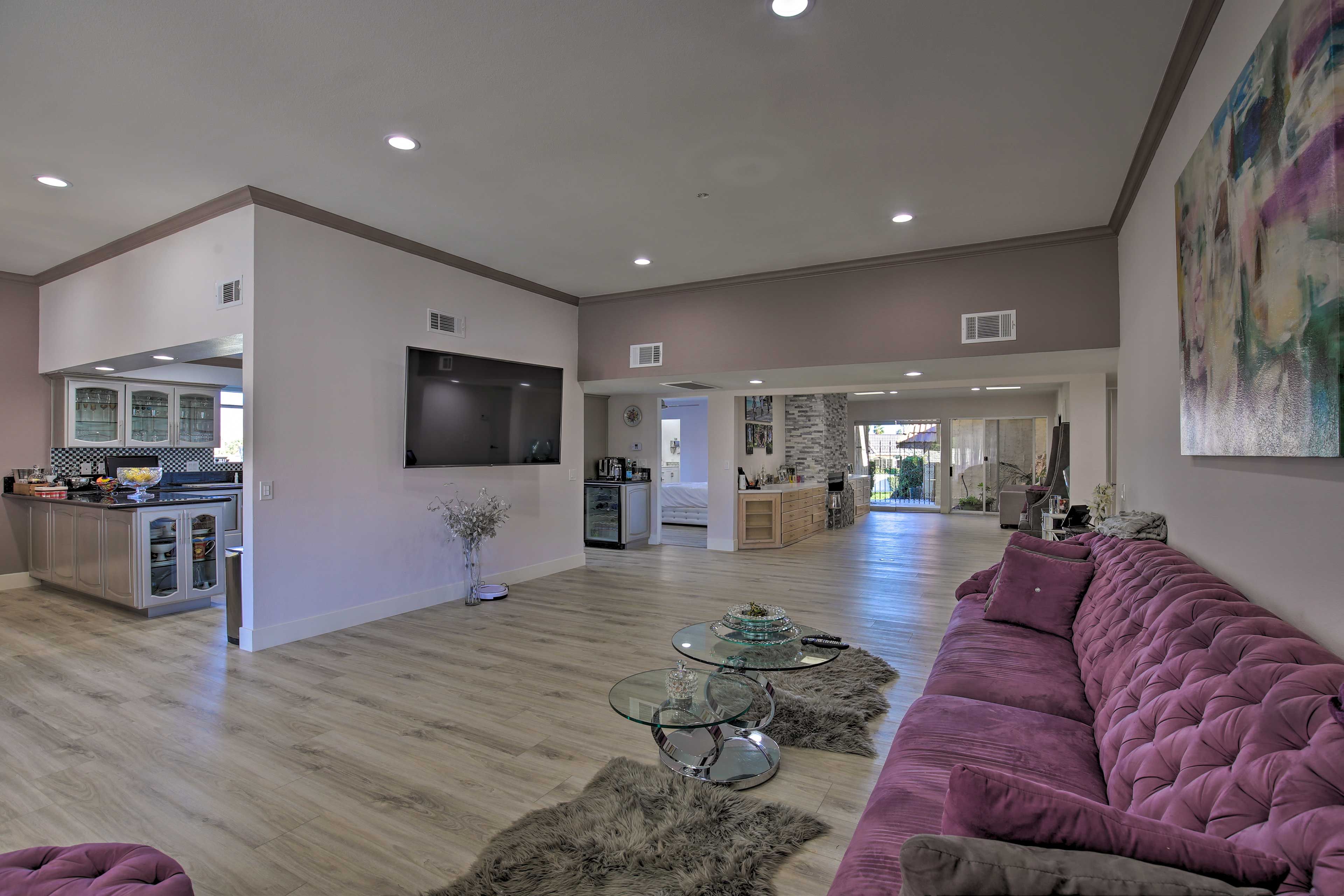Kick back and relax while watching your favorite flicks on the flat screen.