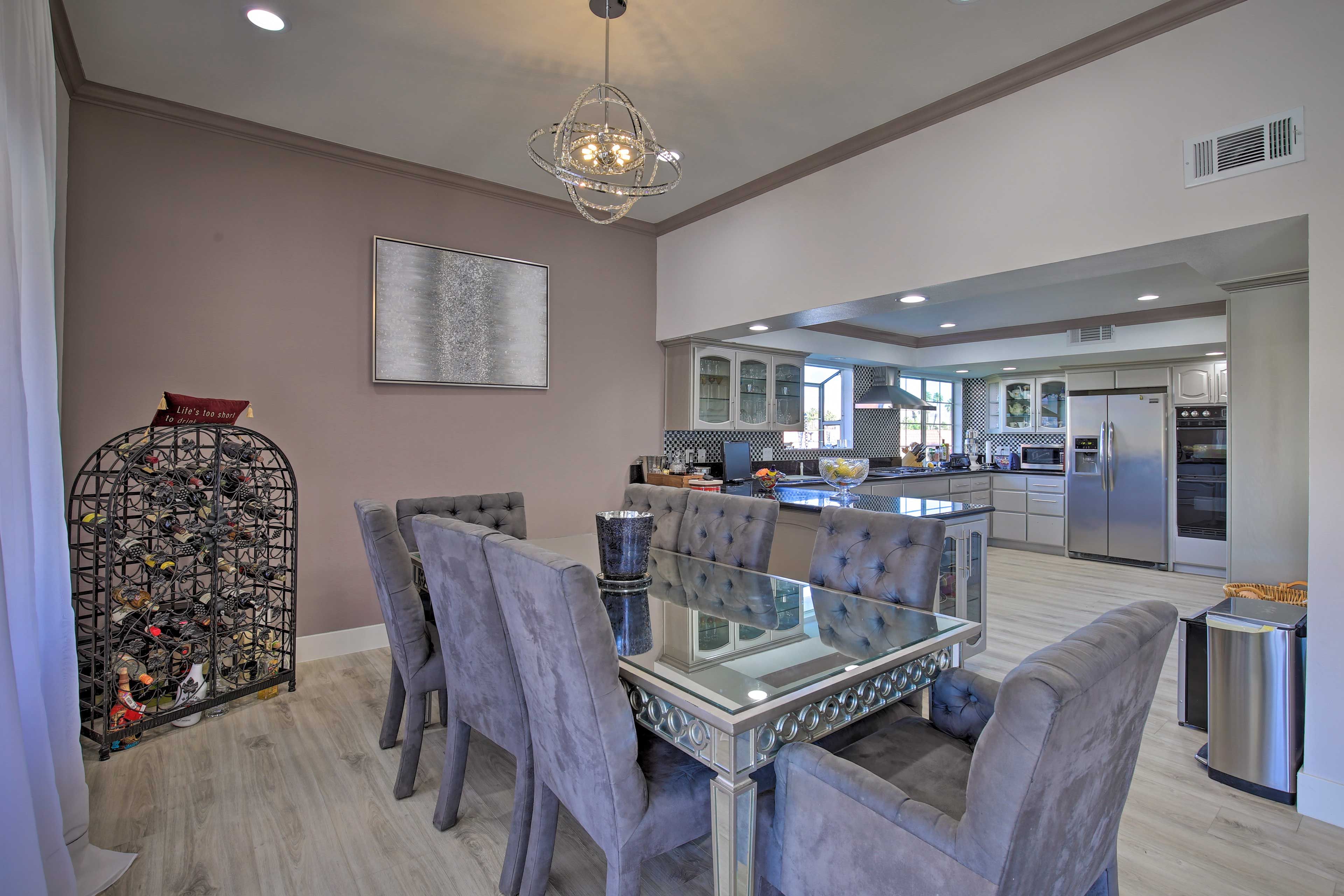 Wine and dine in the comfort of your home-away-from-home.