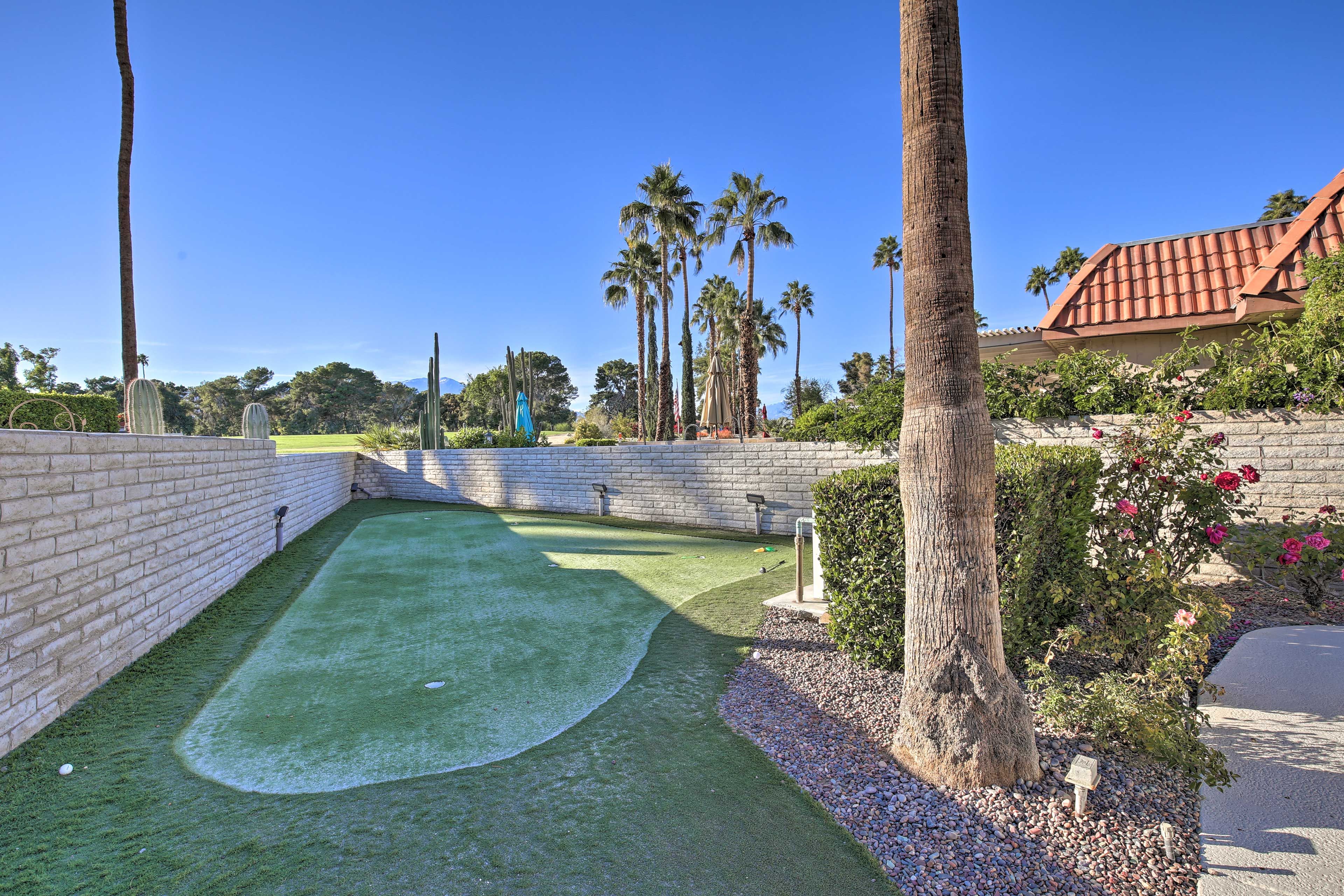 Practice your putter on the private putting green.